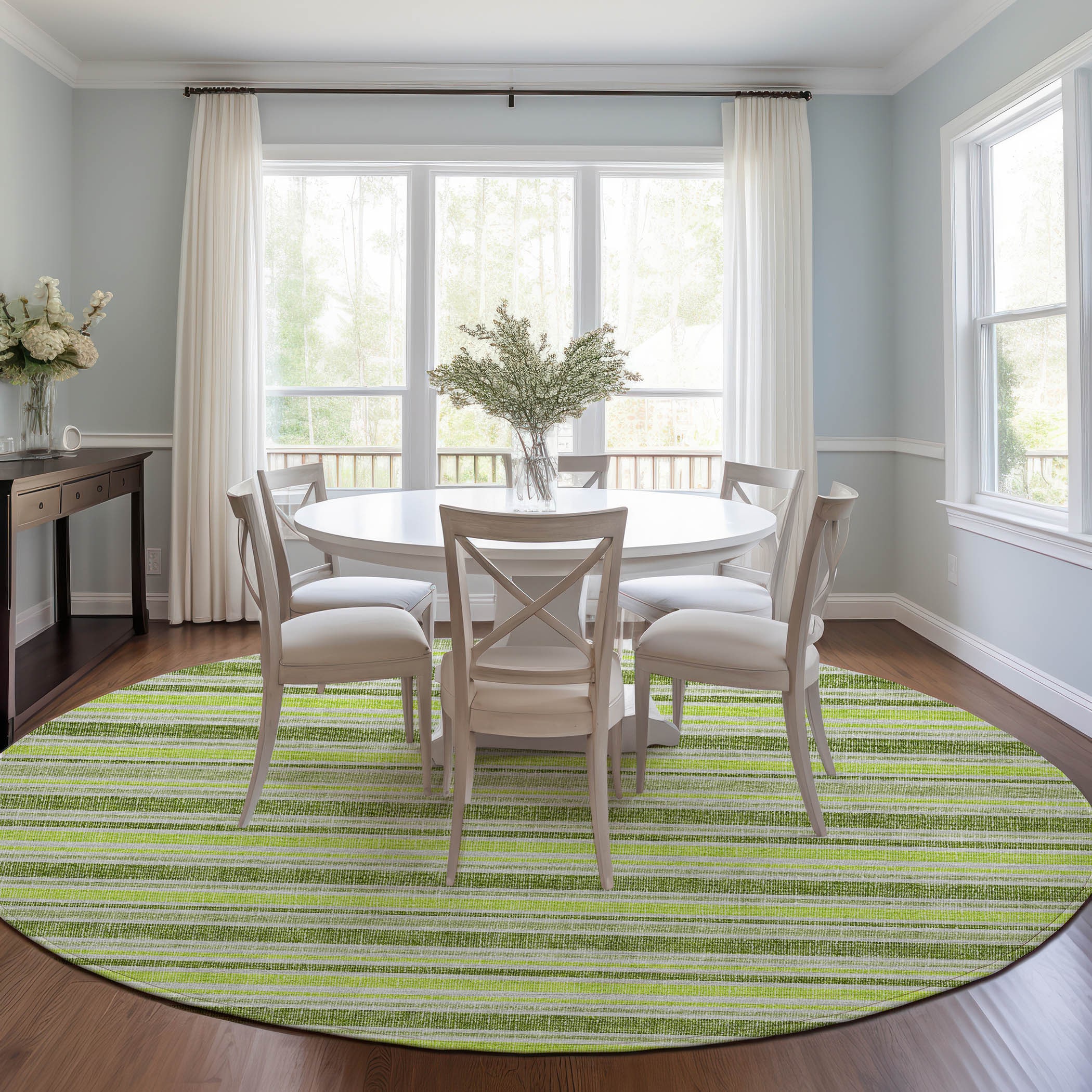 Addison Rugs ACN531FE8RO Chantille 8 x 8 (ft) Polyester Fern Round Indoor/Outdoor Stripe Machine washable Area rug