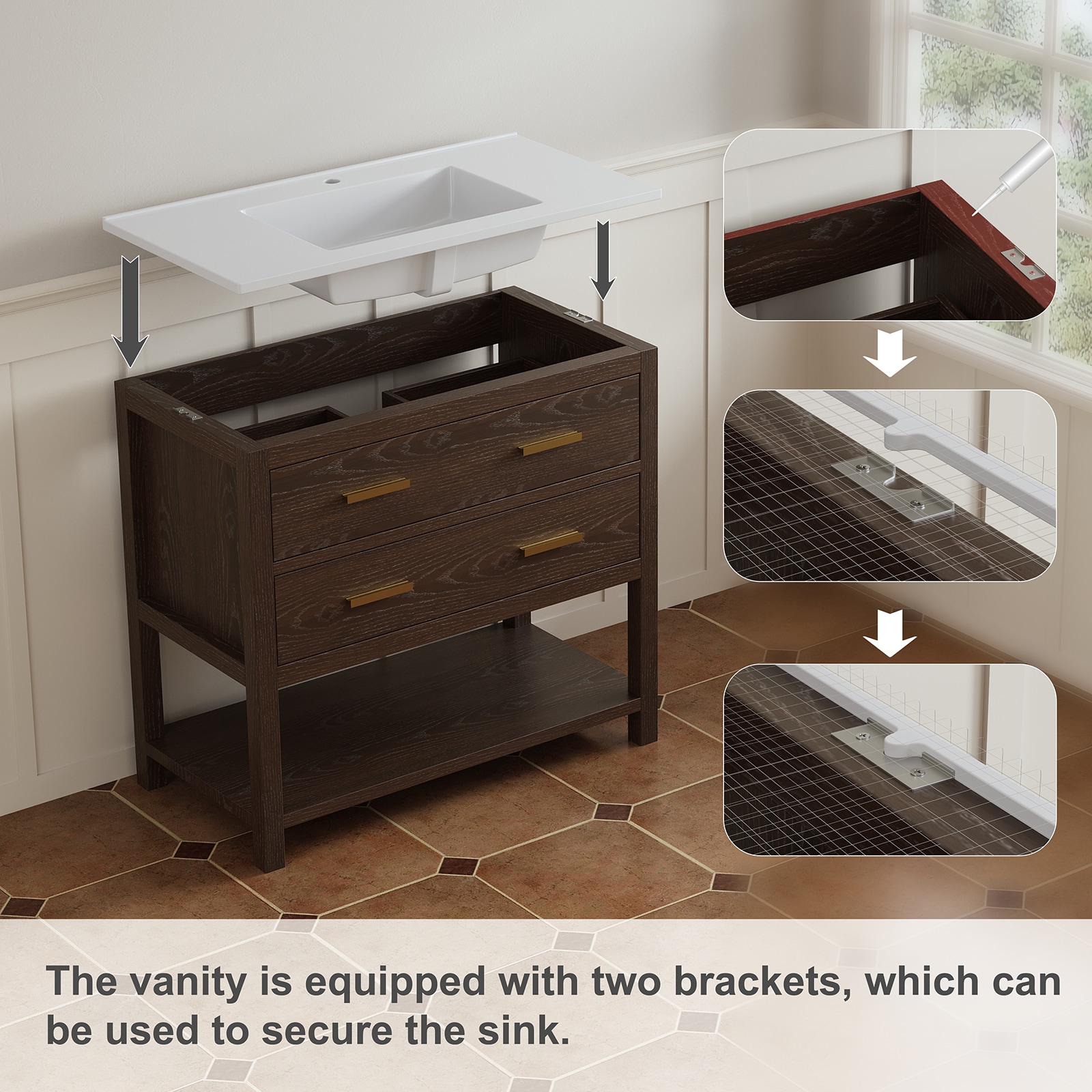 DELUXE LIVING V24030KD-36WT Bath-Vanity-Combo - View #4