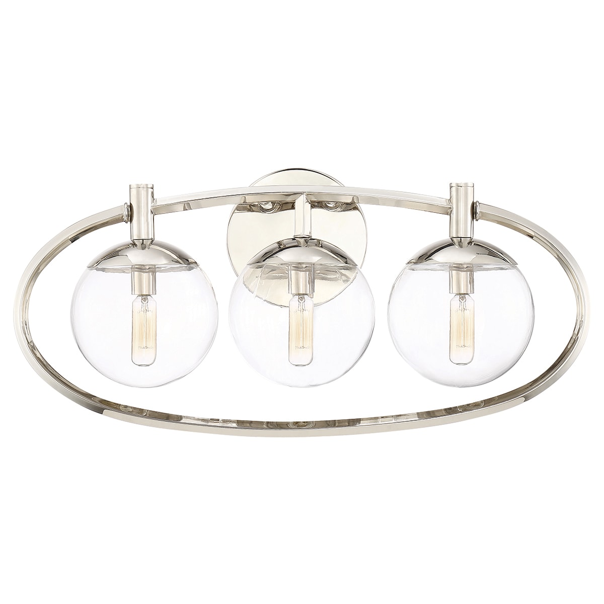 Piltz 23" Polished Nickel Solar-Inspired 3-Light Vanity with Clear Glass Shades