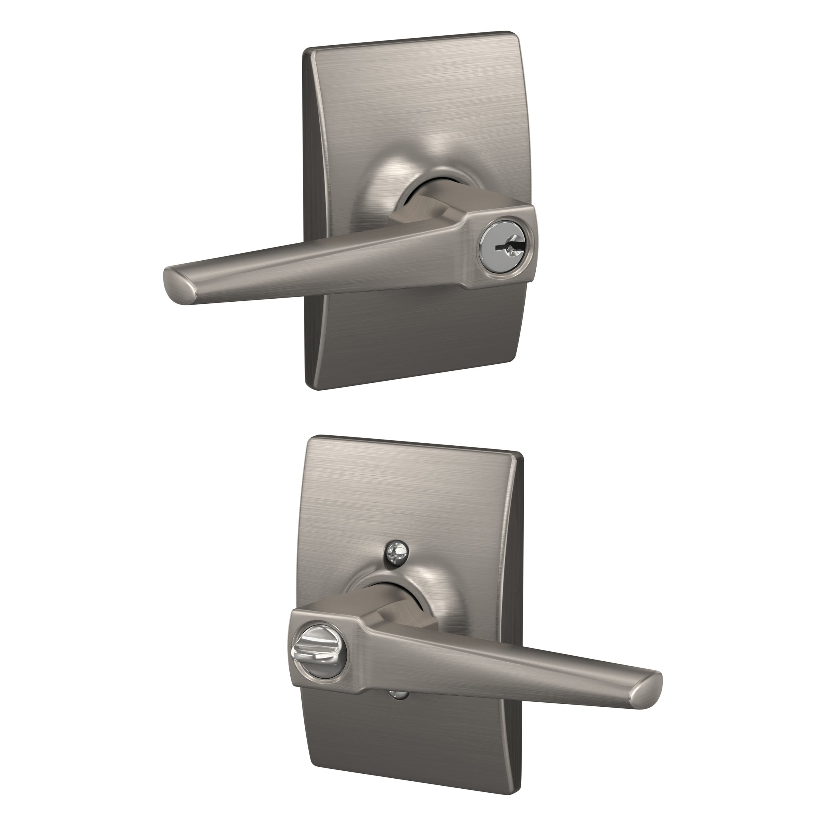 Schlage F51A ELR 619 CEN Custom Eller - Century Satin Nickel Universal Exterior Keyed entry Door Handle