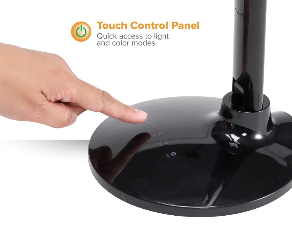 Bostitch 7-in Adjustable Black Touch Desk Lamp with Plastic Shade at