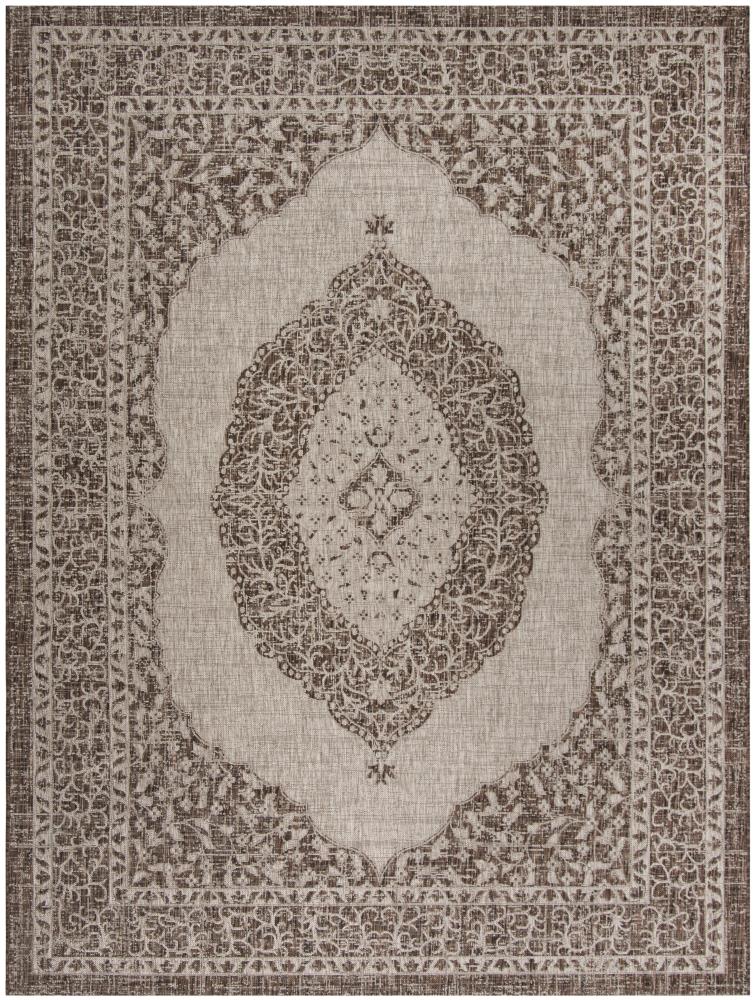 Easy-Care Reversible Light Beige & Brown Synthetic Area Rug 8' x 11'