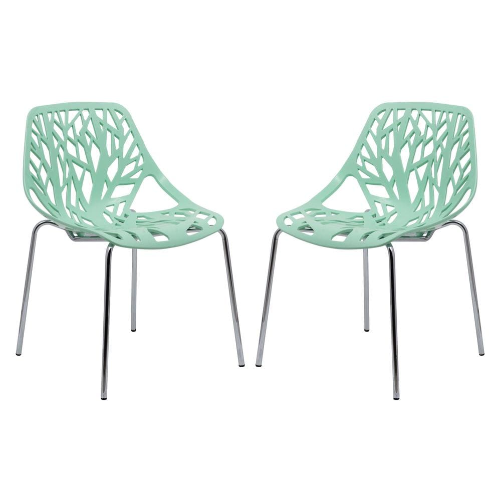 Leisuremod BG3143486 Modern Asbury Dining Chair w Chromed Legs Set of 2