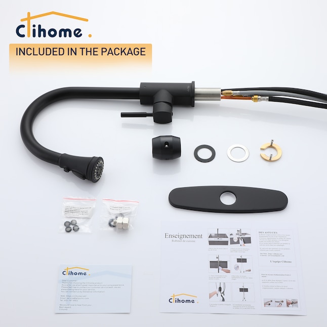 Clihome Three-Mode Sprayer Kitchen Faucets Matte Black Single Handle ...
