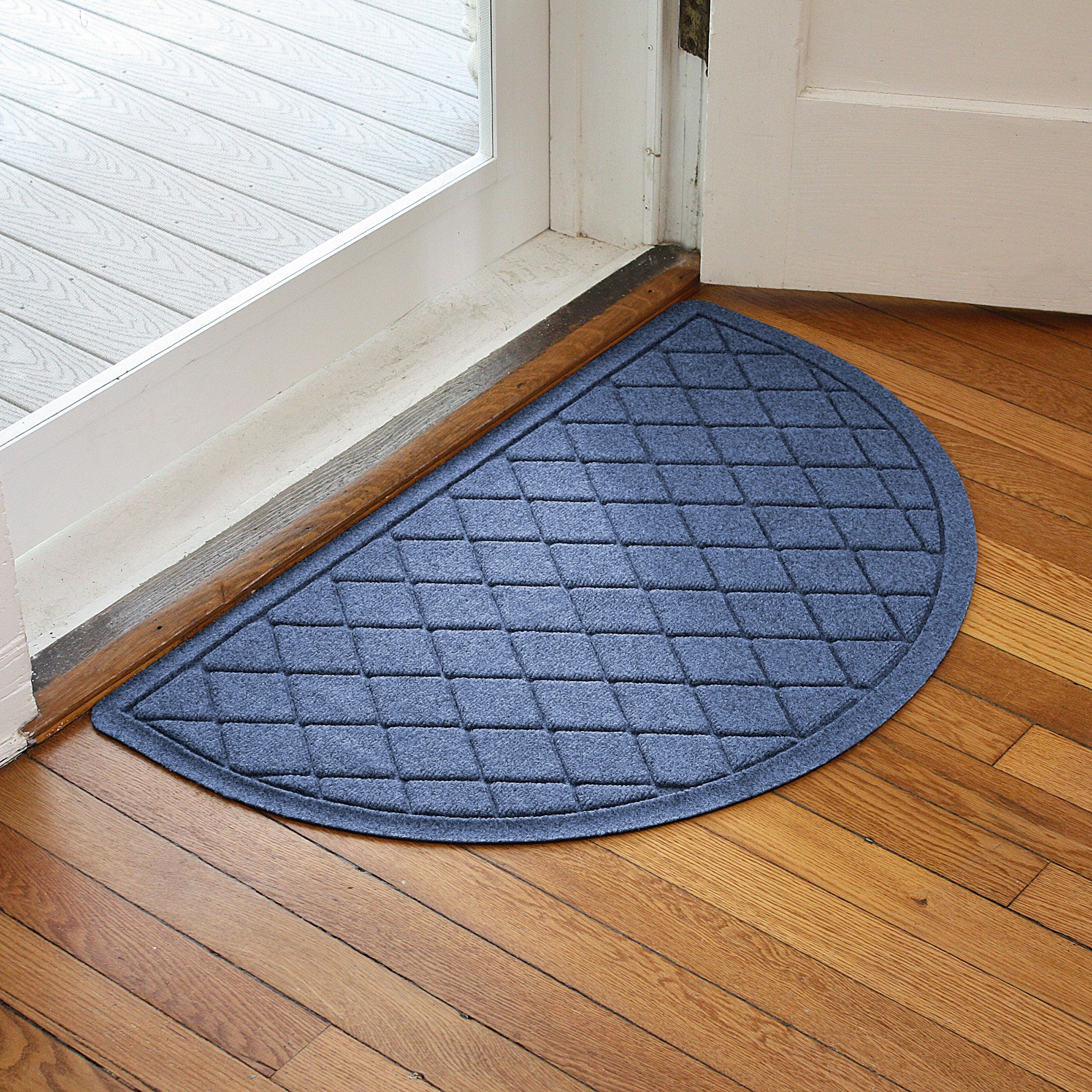 WaterHog 20621612439 2-ft x 3-ft Navy Polyester Half-round Indoor or outdoor Decorative Door mat
