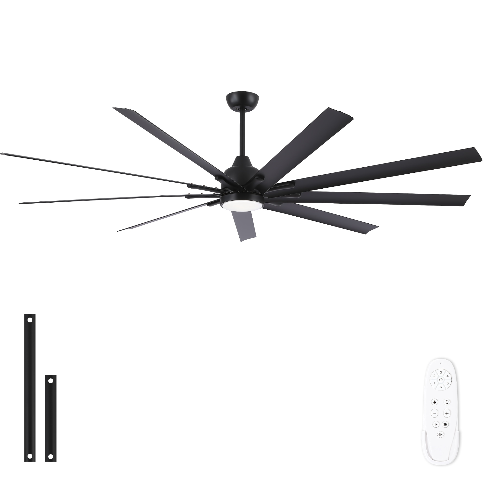 YUHAO LSDC1146BK842 Bretter 84-in Color-Changing Integrated LED Black with Matte Blades Ceiling Fan With Light and Remote ( 9 -Blade )