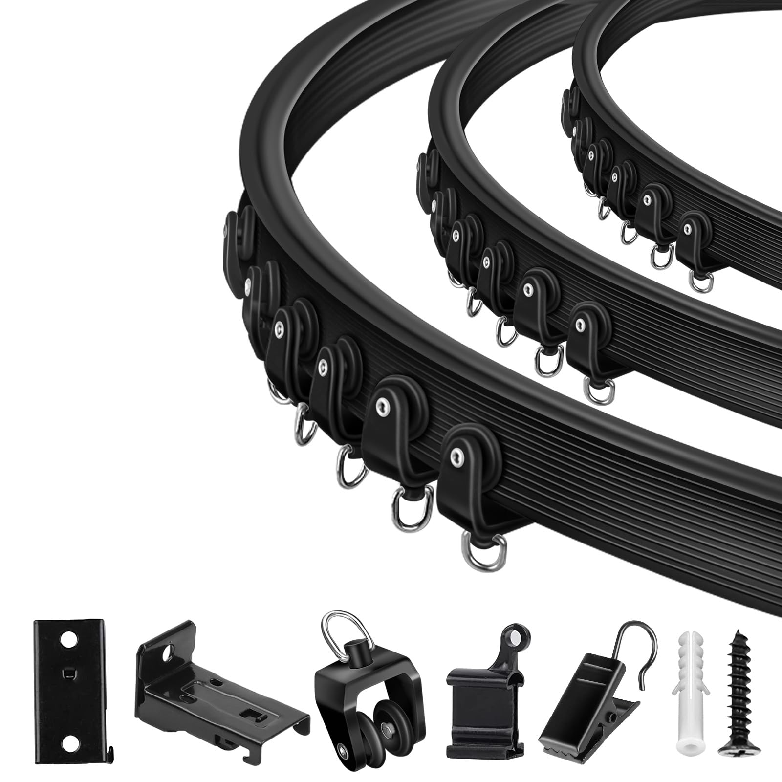 AKSCYZM Ceiling Curtain Track 12 Ft Black Flexible Bendable Curved ...