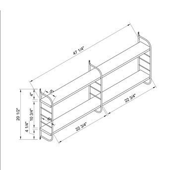 1/2 in. x 11.75 in. D x 35 in. H Black Steel Pipe Wall Mounted 3-Tier Shelf Kit 1/2 in. x 11.75 in. D x 35 in. H Black Steel Pipe Wall Mounted 3-Tier Shelf Kit