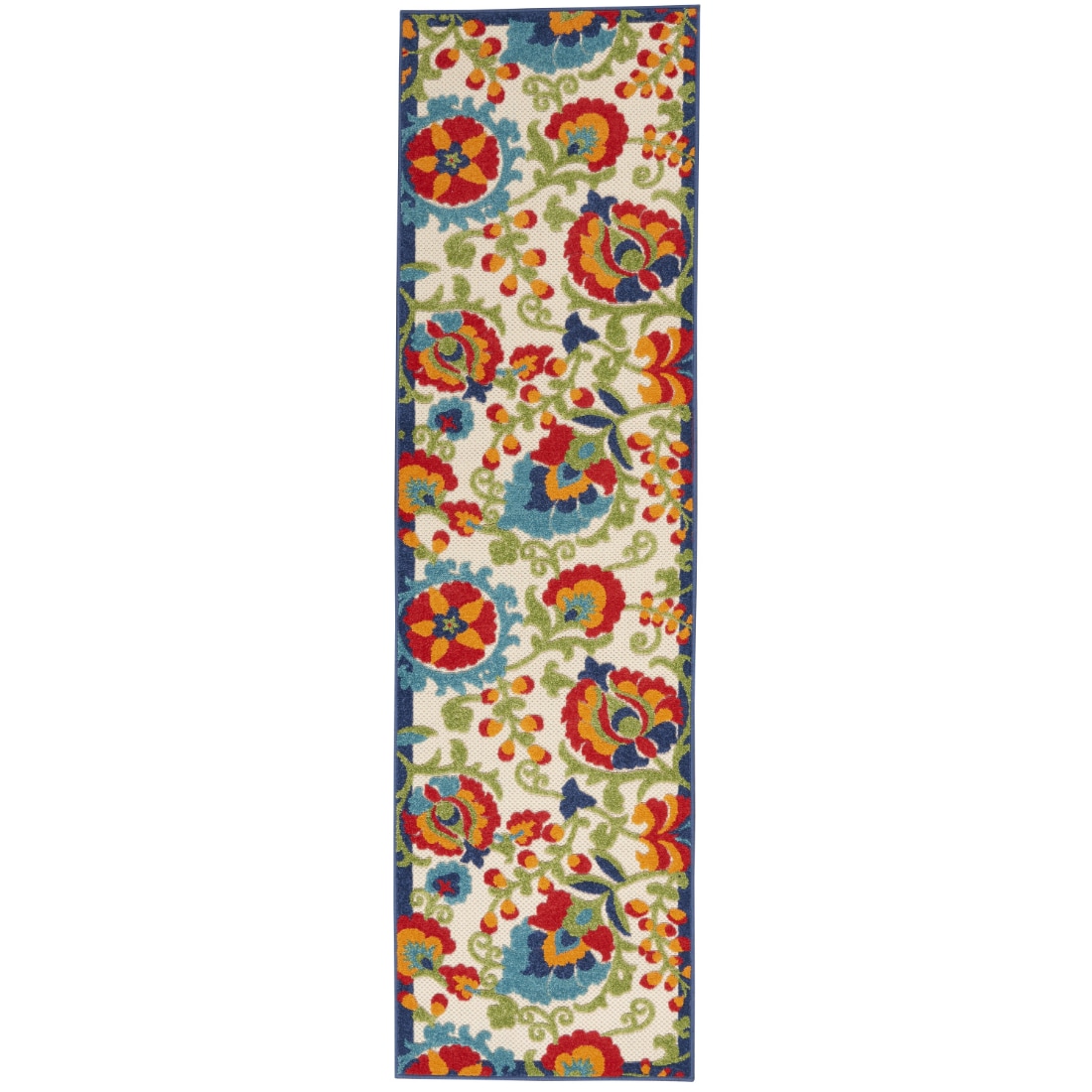 HomeRoots 4000384781 2 x 6 (ft) Polypropylene Multicolor Rectangular Indoor/Outdoor Floral Runner rug