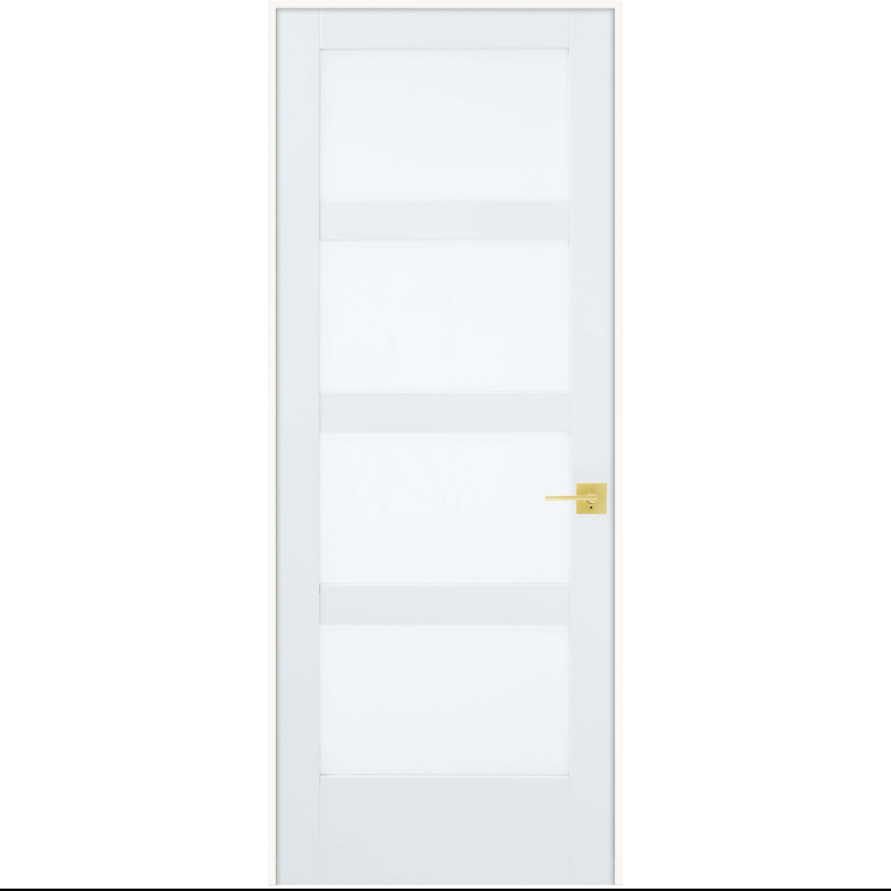 JELD-WEN LOWOLJW240000106 30-in x 80-in Primed Solid core Frosted glass Left hand Smooth Primed MDF Flat Jamb Single Prehung Interior Door