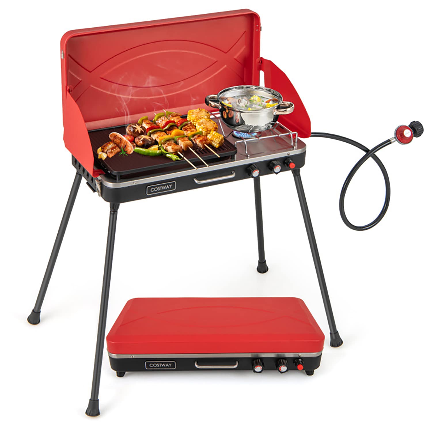 GZMR GZ-W22315 154-Sq. in Red Portable Liquid propane Grill