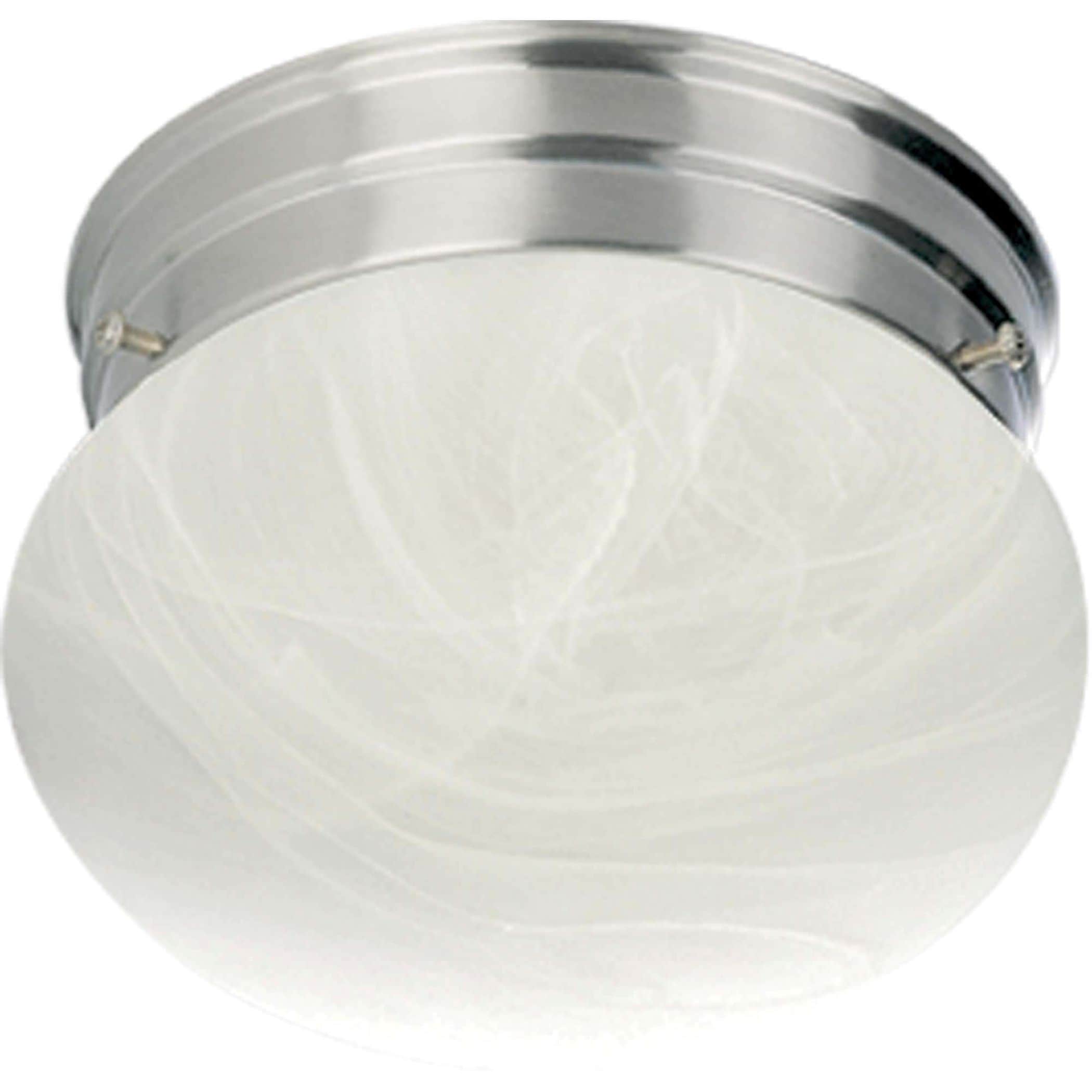 Minster Brushed Nickel Alabaster Glass Flush Mount Light