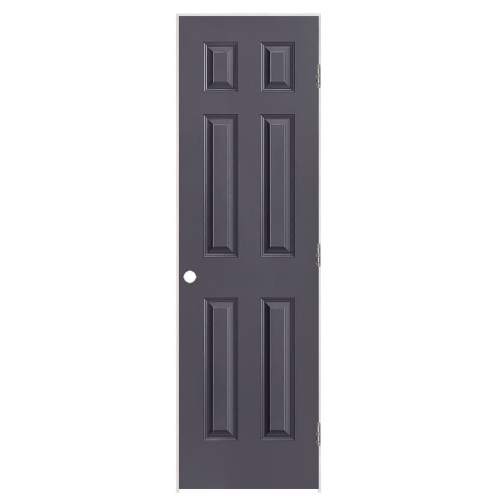 Masonite 1317416 24-in x 80-in Slate Solid core 6-panel Right hand Smooth Prefinished Molded composite Flat Jamb Single Prehung Interior Door