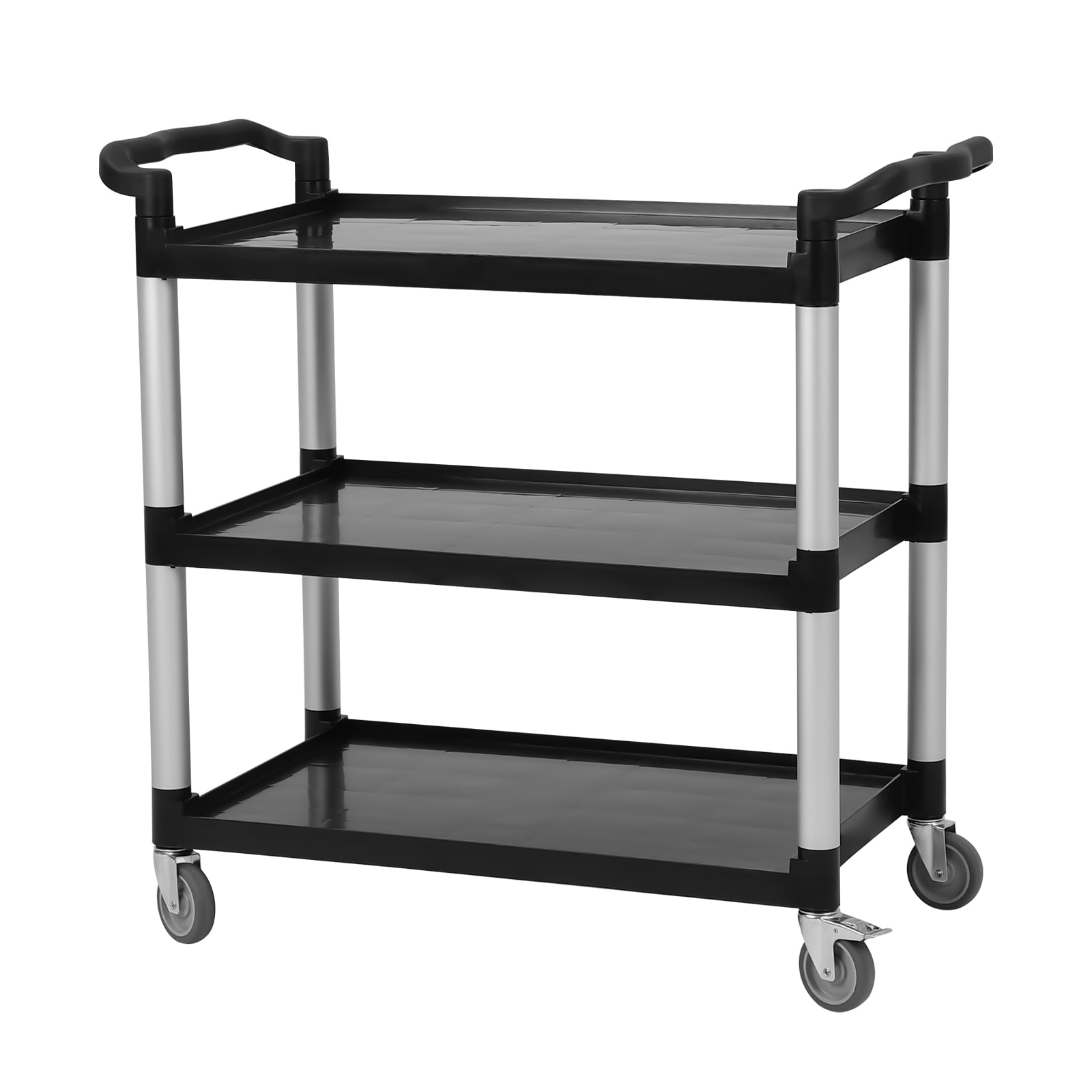 GarveeLife 360 lb Black 3-Shelf Rolling Utility Service Cart with Lockable Wheels for Office Restaurant Foodservice Cleaning #C3H-OALIFQCY0SJI