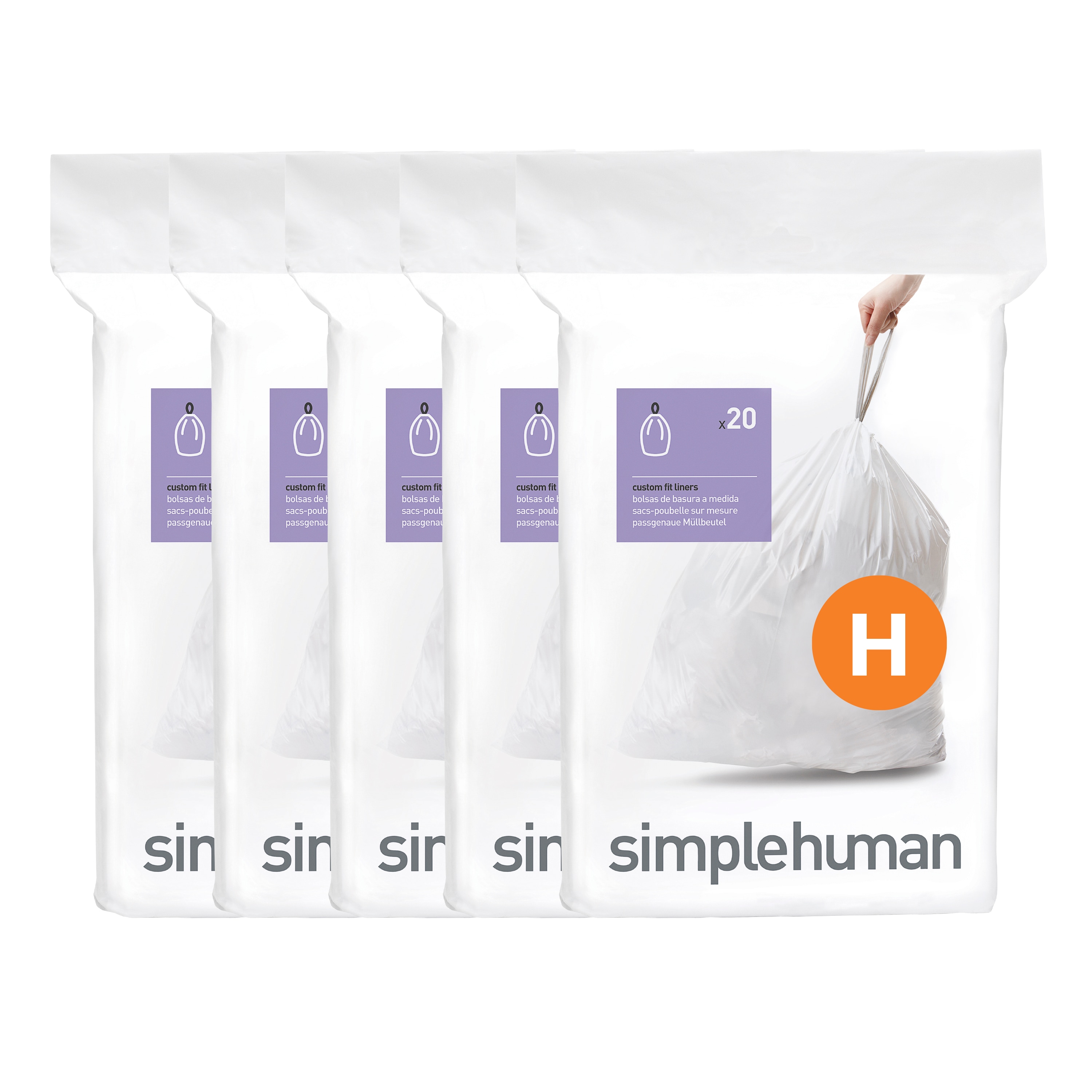 simplehuman 9.25-Gallons White Plastic Can Drawstring Trash Bag