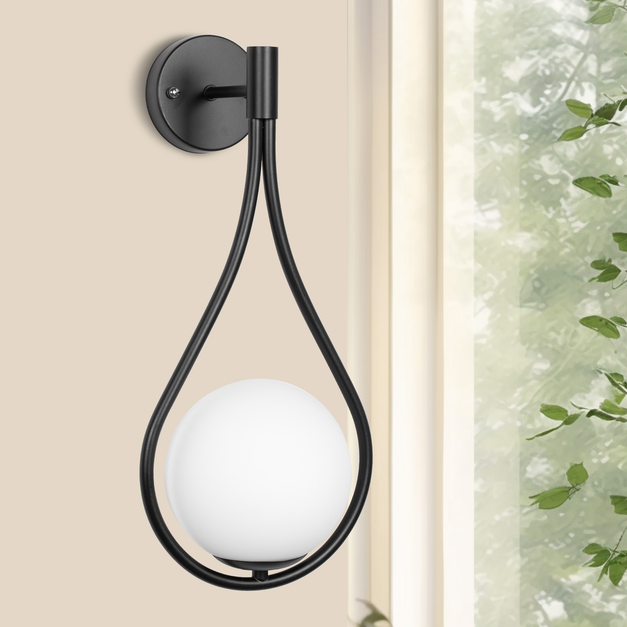 YANSUN L-WL067B 7.9-in W 1 -Light Matte Black Mid-century Wall Sconce