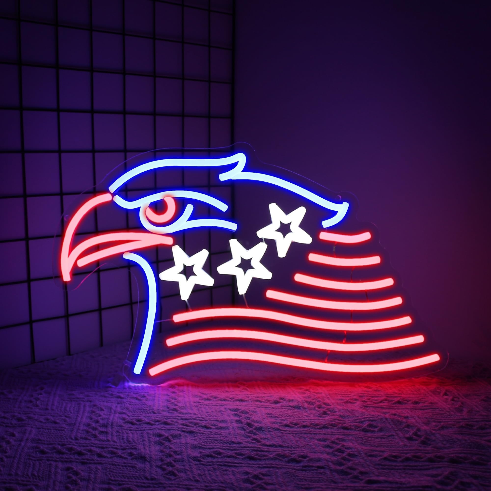 Vrbgify  National Flag Eagle Neon Sign LED Light for Wall Decor USB Powered Neon Lights for Bedroom Game Room or Kids Room Unique Room Decoration