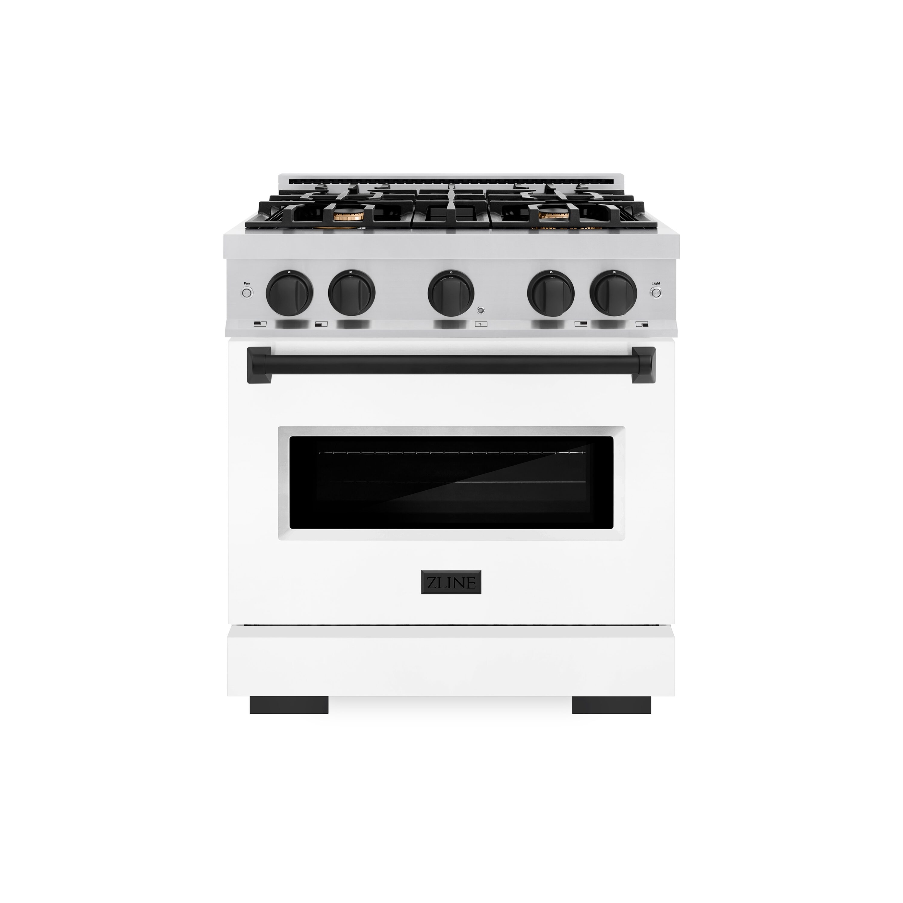 ZLINE KITCHEN & BATH CDRZ-WM-30-MB Classic 30-in Standard 4 burners Convection Oven Freestanding Dual Fuel Range ( Stainless Steel, White Matte Door, Matte Black Accents )