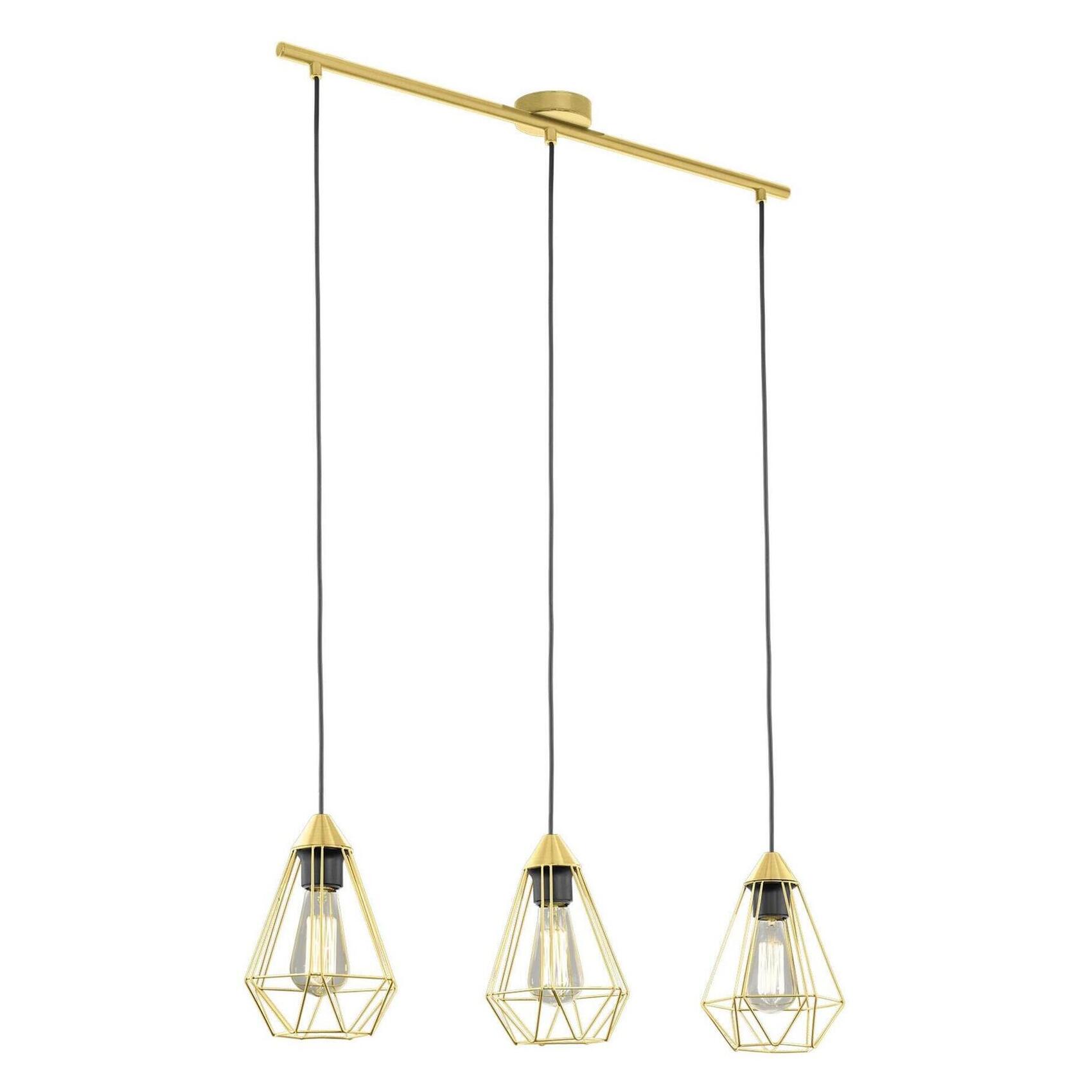 EGLO 43682A Tarbes 3 -Light Brushed Brass Transitional Linear Large Hanging Kitchen island light