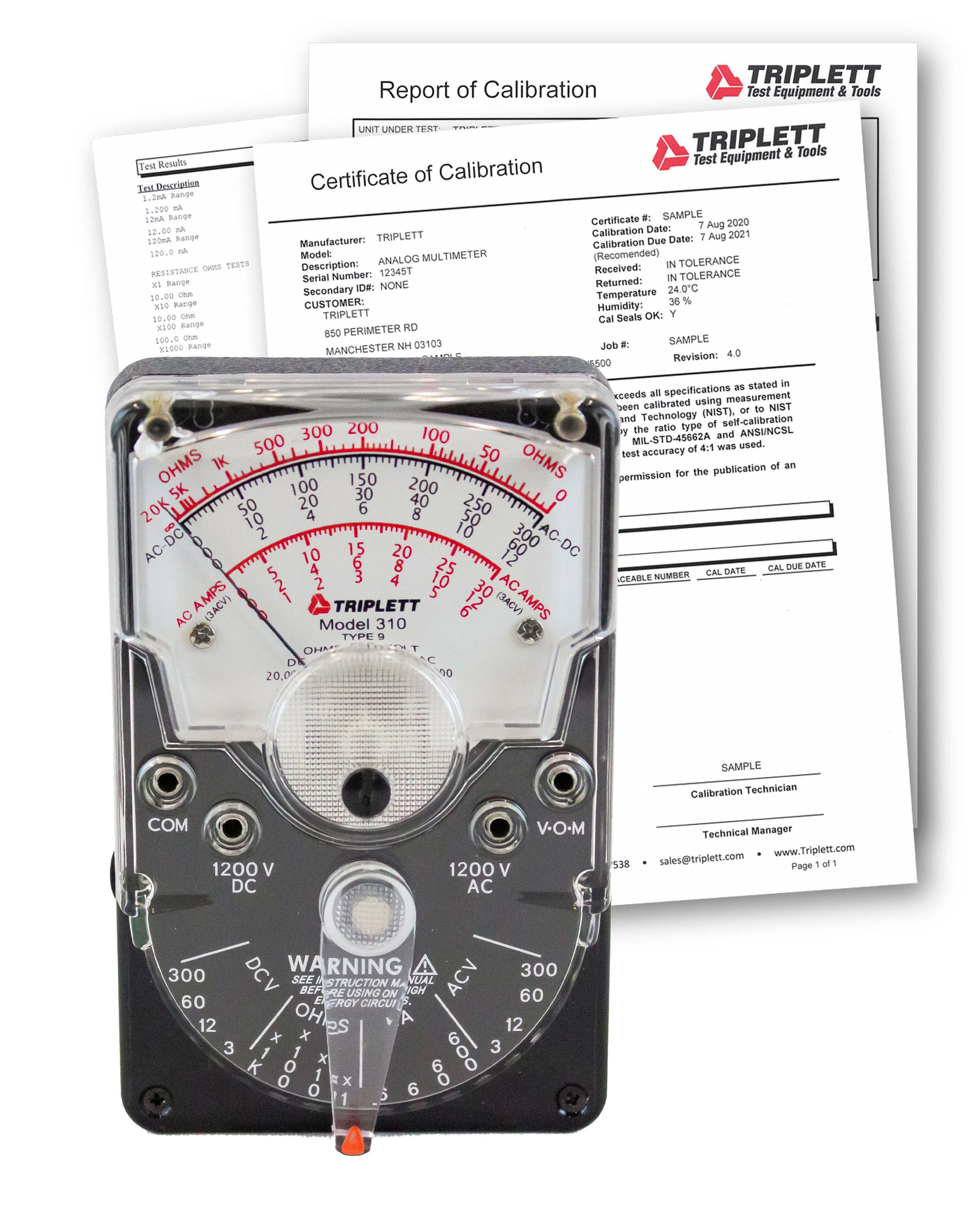 TRIPLETT 3018-NIST Analog Display Specialty Meter 1200V