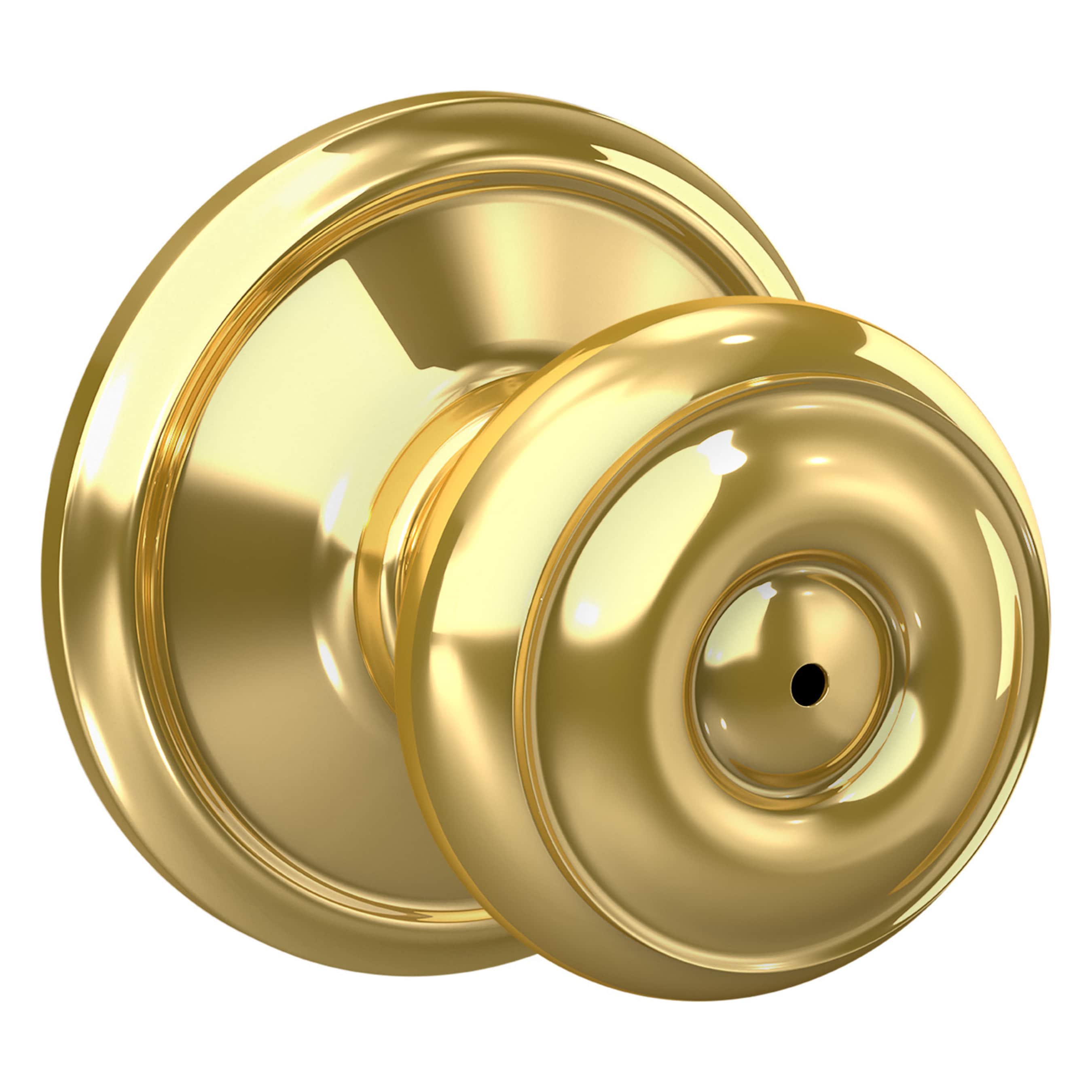Schlage F40 V GEO 605 Georgian Bright Brass Interior Bed/Bath Privacy door knob Single pack