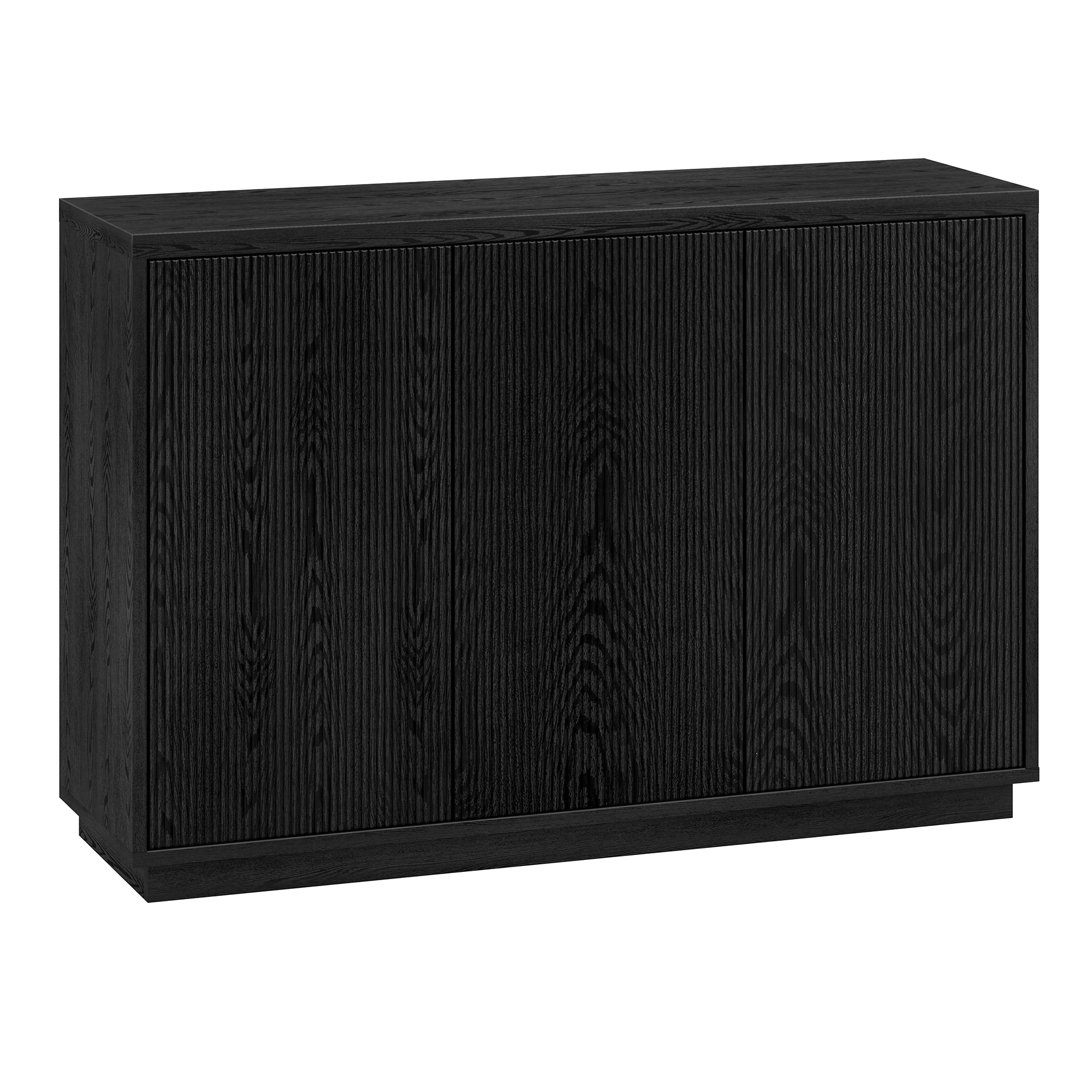 Black Grain MDF Modern Buffet Sideboard with Adjustable Shelves