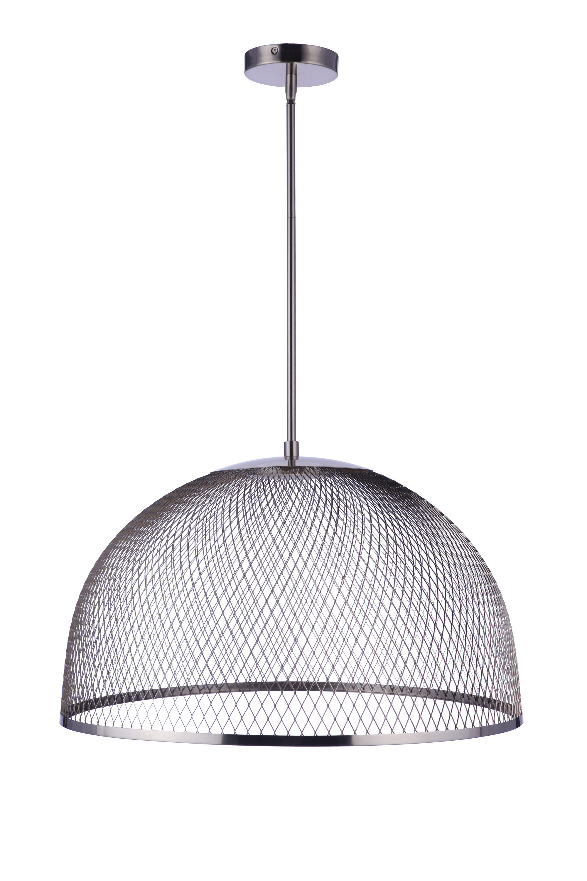 Brushed Polished Nickel Mesh Dome LED Pendant Light