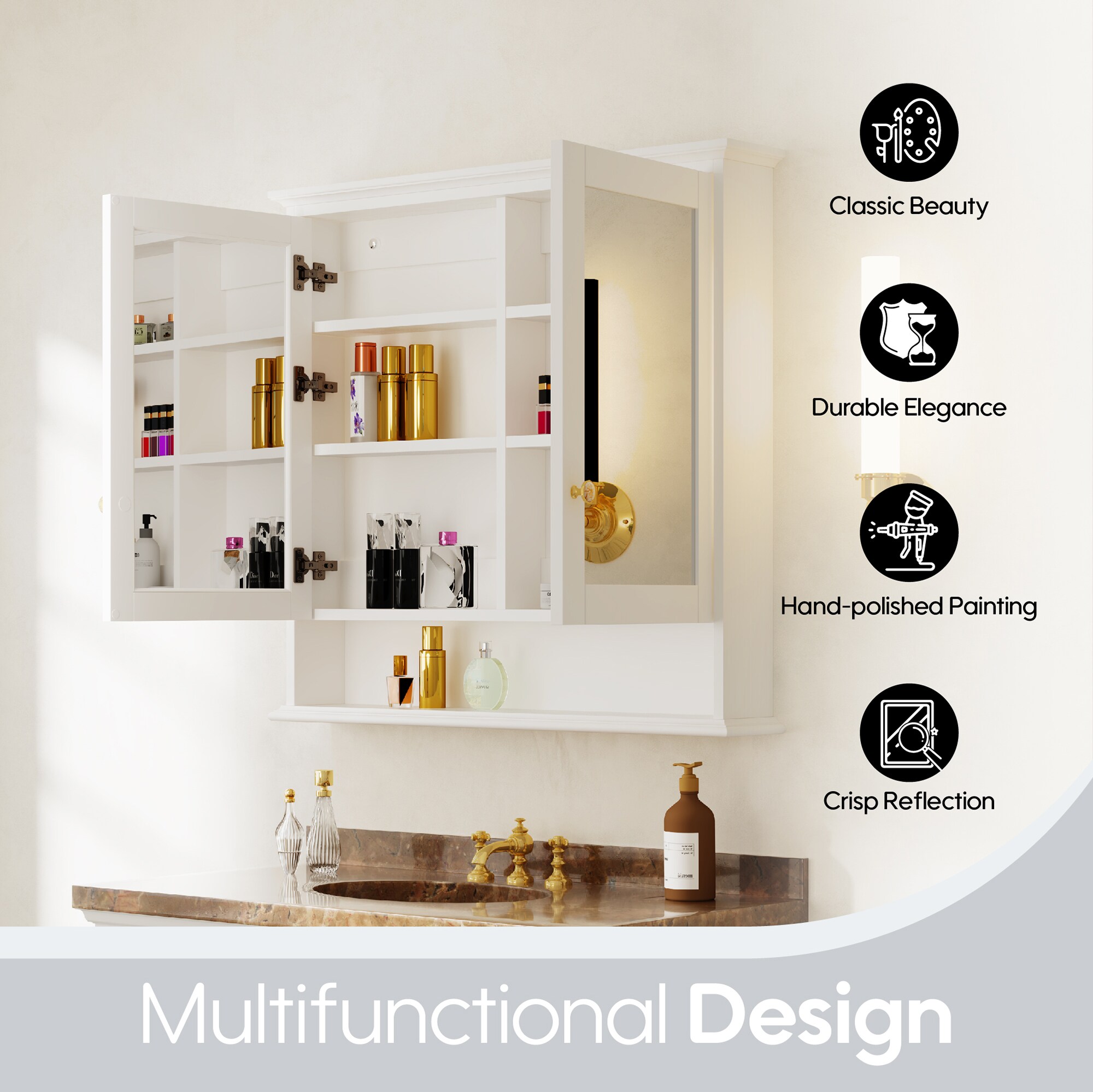 Forclover FMC3634-WT Bathroom-Medicine-Cabinets - View #3