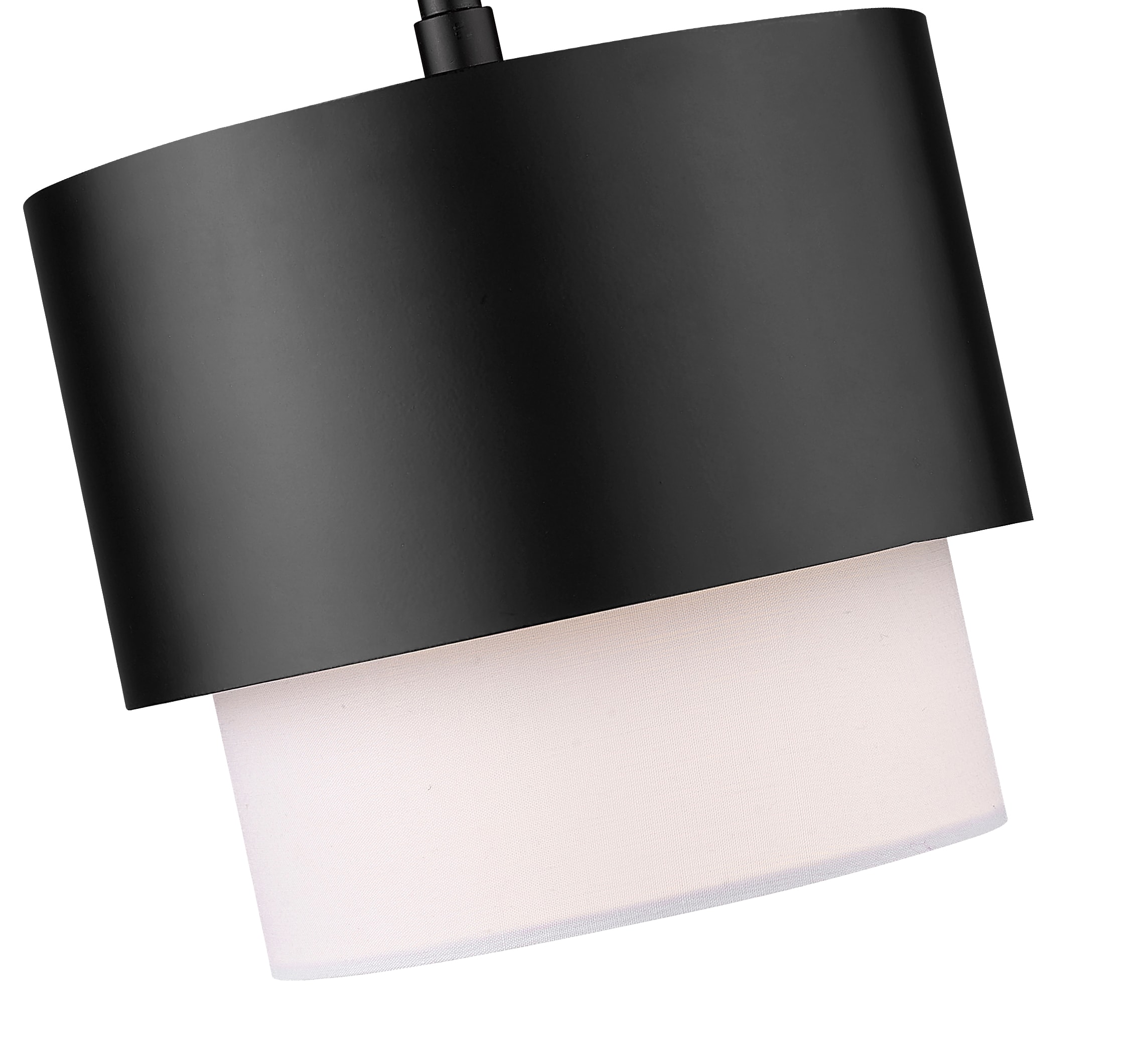 Matte Black and White Fabric Shade Pendant Light