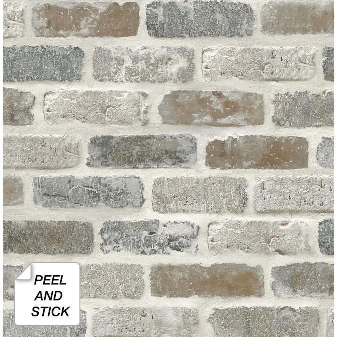 Nextwall 30 75 Sq Ft Soft Grey And Rust Vinyl Brick Self Adhesive L Stick Wallpaper In The Department At Com - Removable Wallpaper Brick Wall