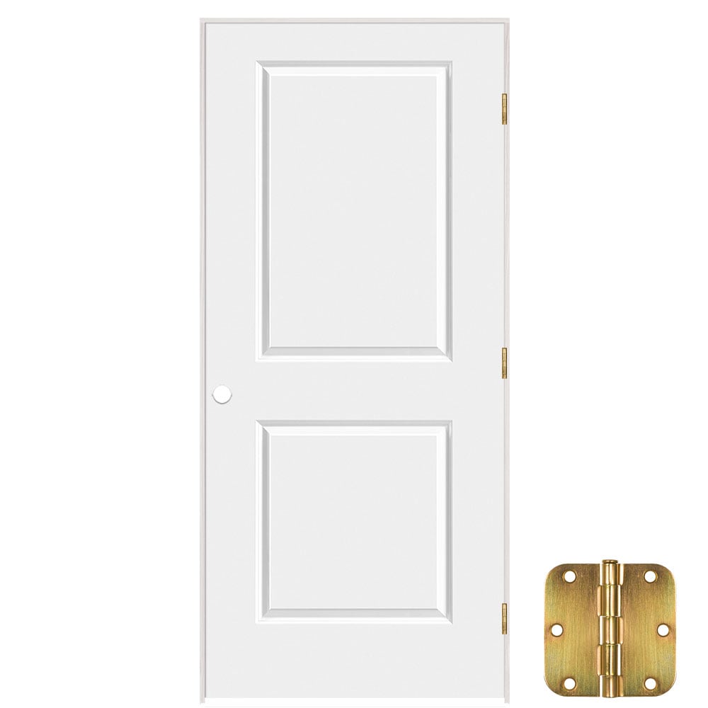 Masonite 641227 24-in x 80-in Primed Solid core 2-panel square Left hand Smooth Primed Molded composite Flat Jamb Single Prehung Interior Door