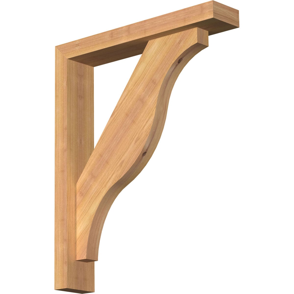Ekena Millwork 1462313 Funston block smooth bracket with offset brace 3-1/2-in x 18-in x 22-in Western red cedar Brown Wood Standard bracket
