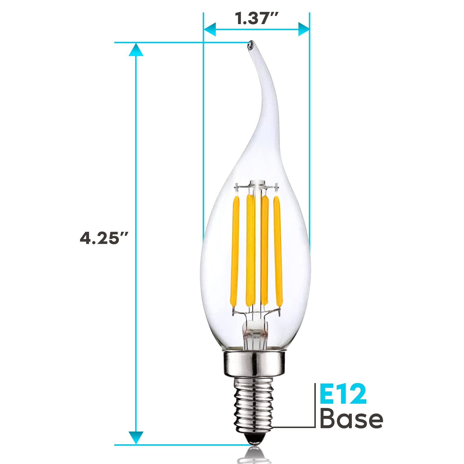 Luxrite 100-Watt EQ CA11 Neutral White Candelabra Base (e-12) Dimmable ...