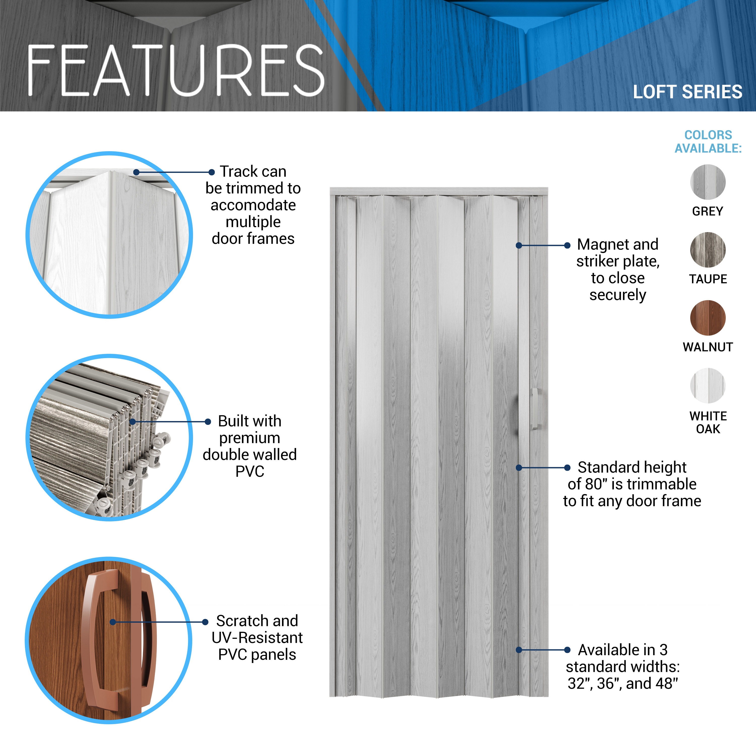 Techni Home RTA-LF48FD-GRY Accordion-Doors - View #4