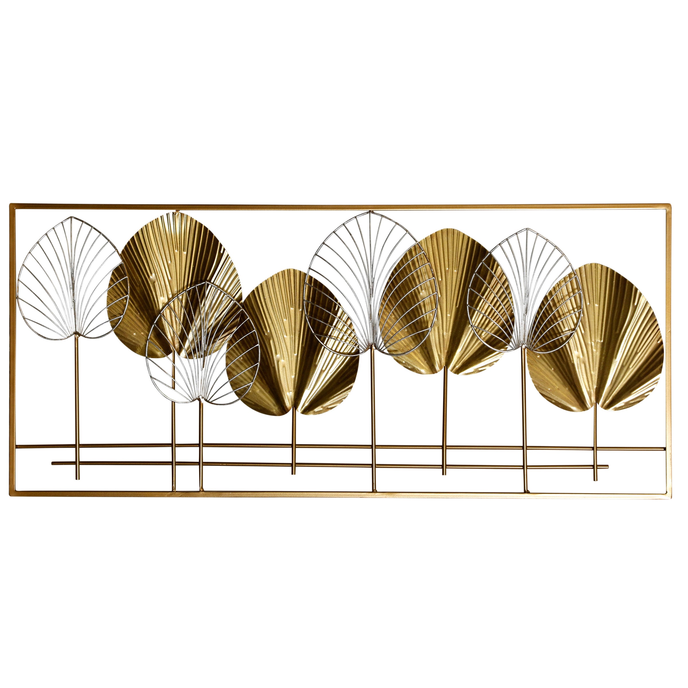StyleCraft Home Collection WI42946DS Gold Framed 18-Inches H x 41-Inches W Abstract Metal Print