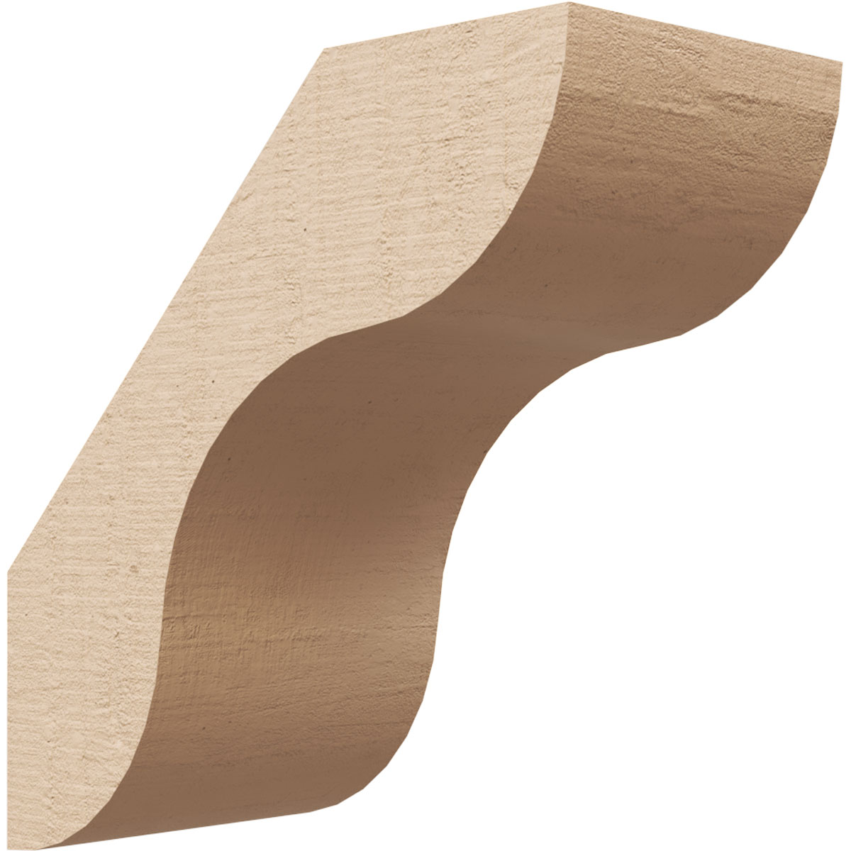 Ekena Millwork BRCUR03X06X06CARRCPR 3-in x 6-in x 6-in Primed Urethane Carmel Rough Cedar Woodgrain TimberThane KneeBrace