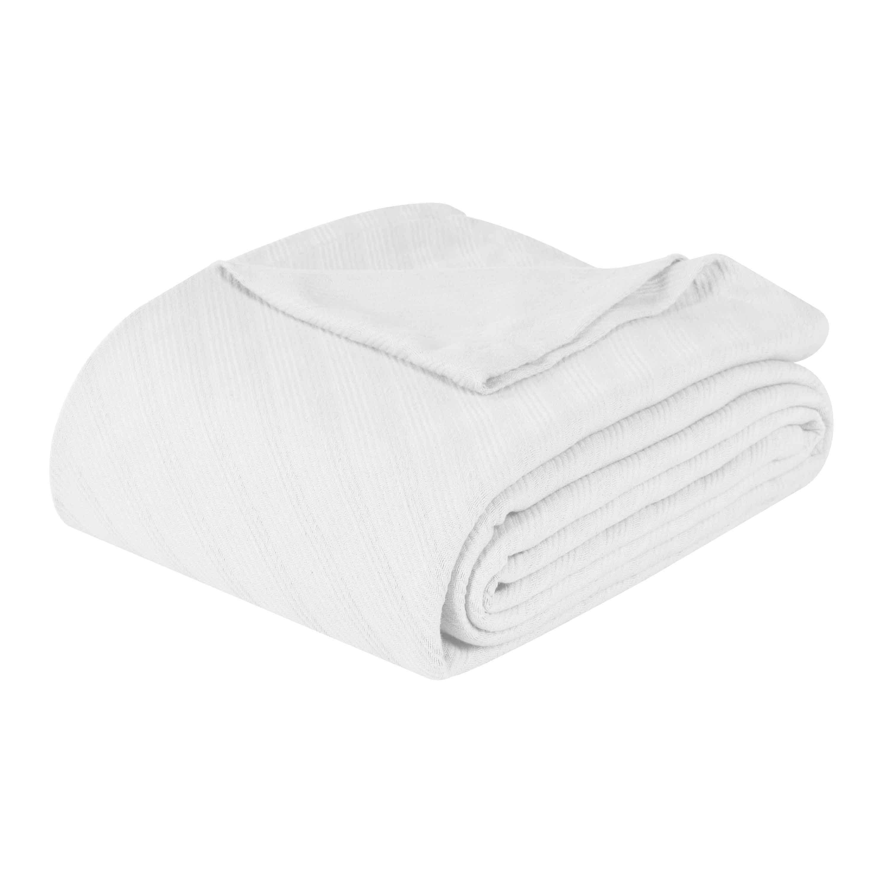 Slickblue 88-in x 90-in Cotton Textured Jacquard Striped Blanket for Queen Bed and Bedroom Layering Multiple Color Options