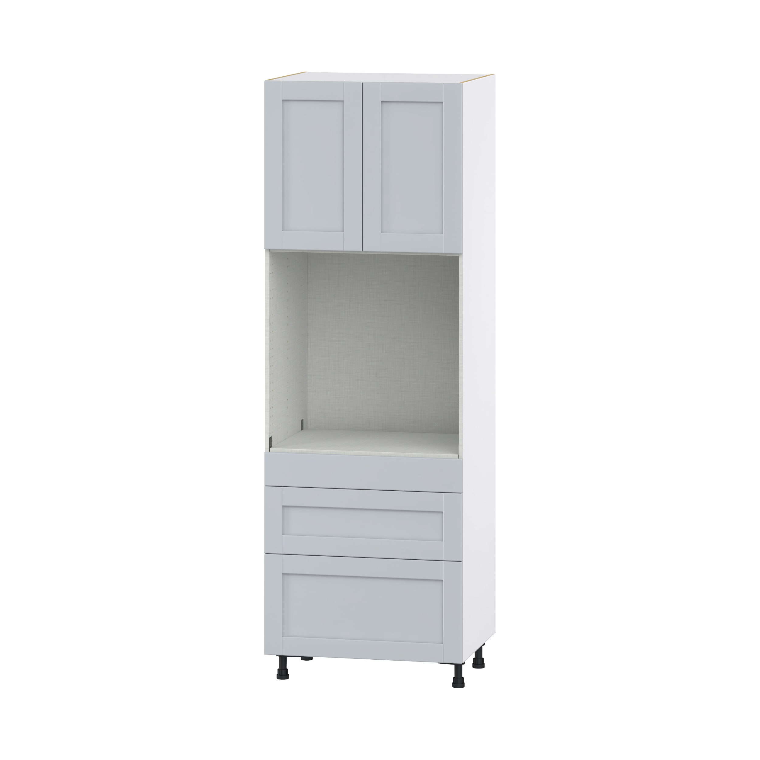 Hugo&Borg DSTO3D3089.5-CH Charlesberg 30-in W x 89.5-in H x 24-in D Light Gray 3 -Drawers Single oven Base Fully assembled Cabinet (Flat Panel Shaker)