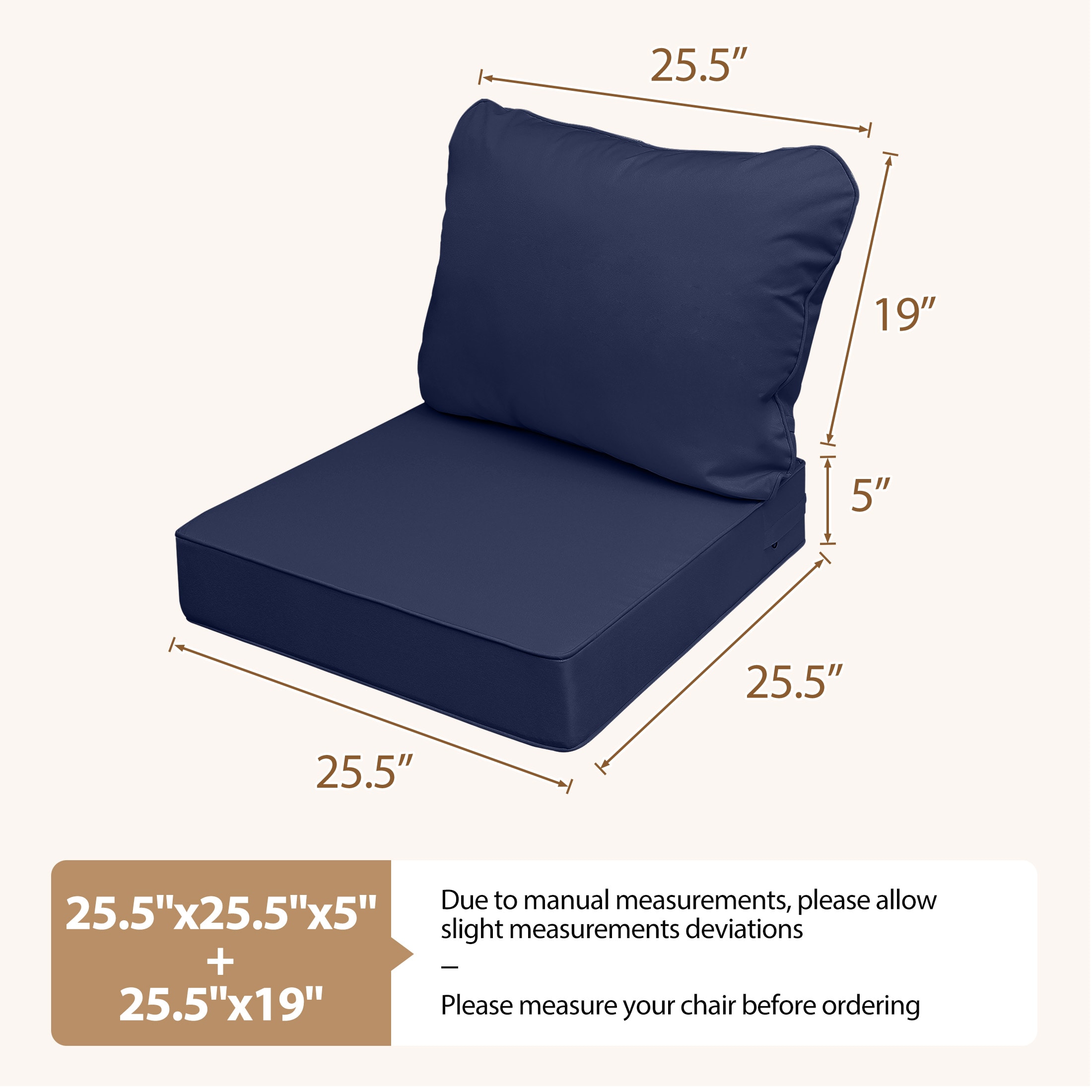 UPHA LSPC-SF252519LAN4 Patio-Furniture-Cushions - View #5