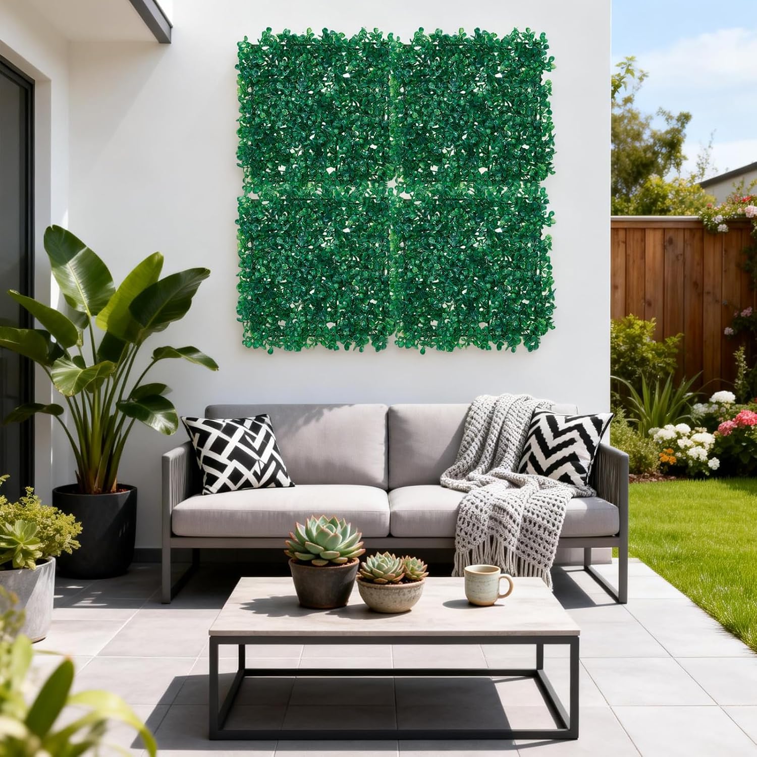 IdealHouse 24-Pack Artificial Green Wall Panels Realistic Faux Plant ...