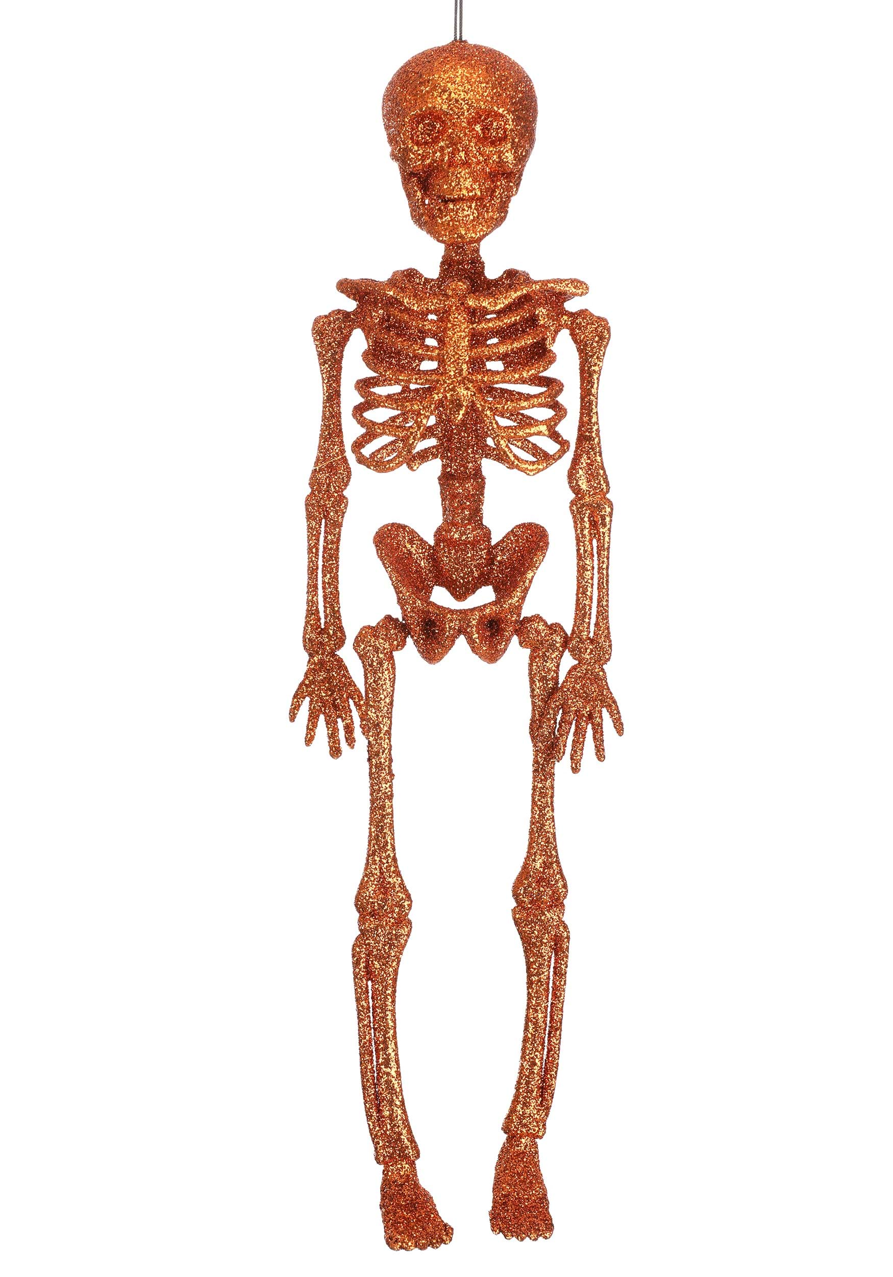 HalloweenCostumes.com FUN4430-ST FUN Costumes 16 Glittering Orange Skeleton Halloween Prop Mini Skeletons Standard