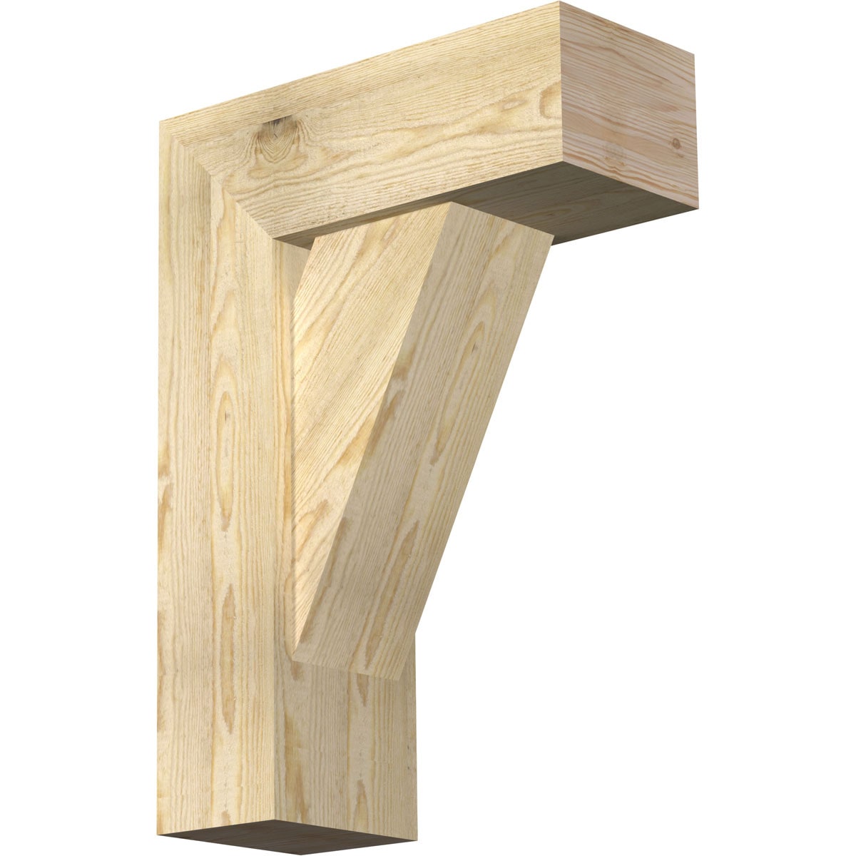 Ekena Millwork 1464968 Traditional block rough sawnbracket with offset brace 8-in x 20-in x 28-in Douglas fir Brown Wood Standard bracket