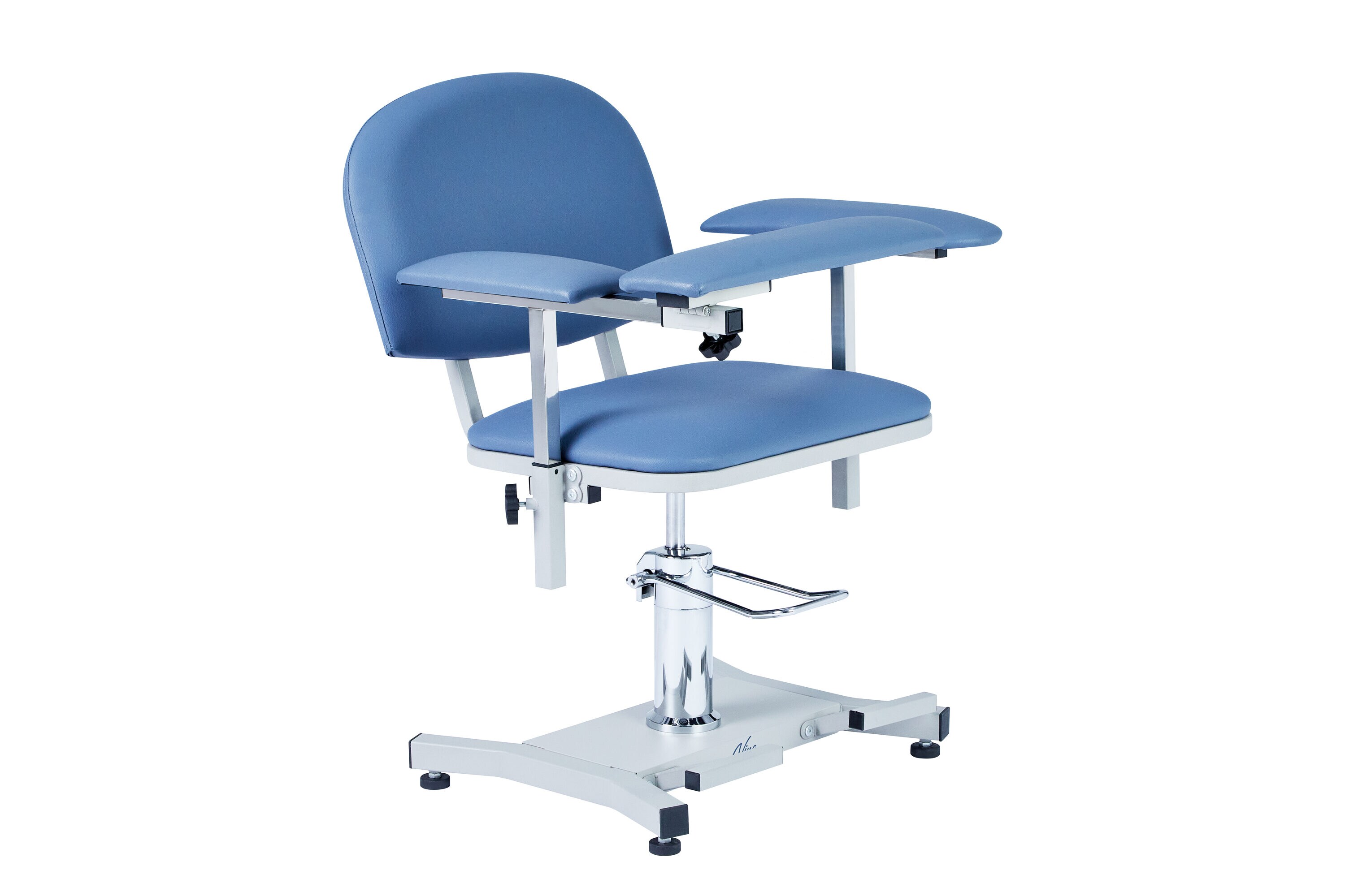 Viva Comfort Blue 485-lb Capacity Steel Manual Hi-Lo Padded Blood Drawing Chair