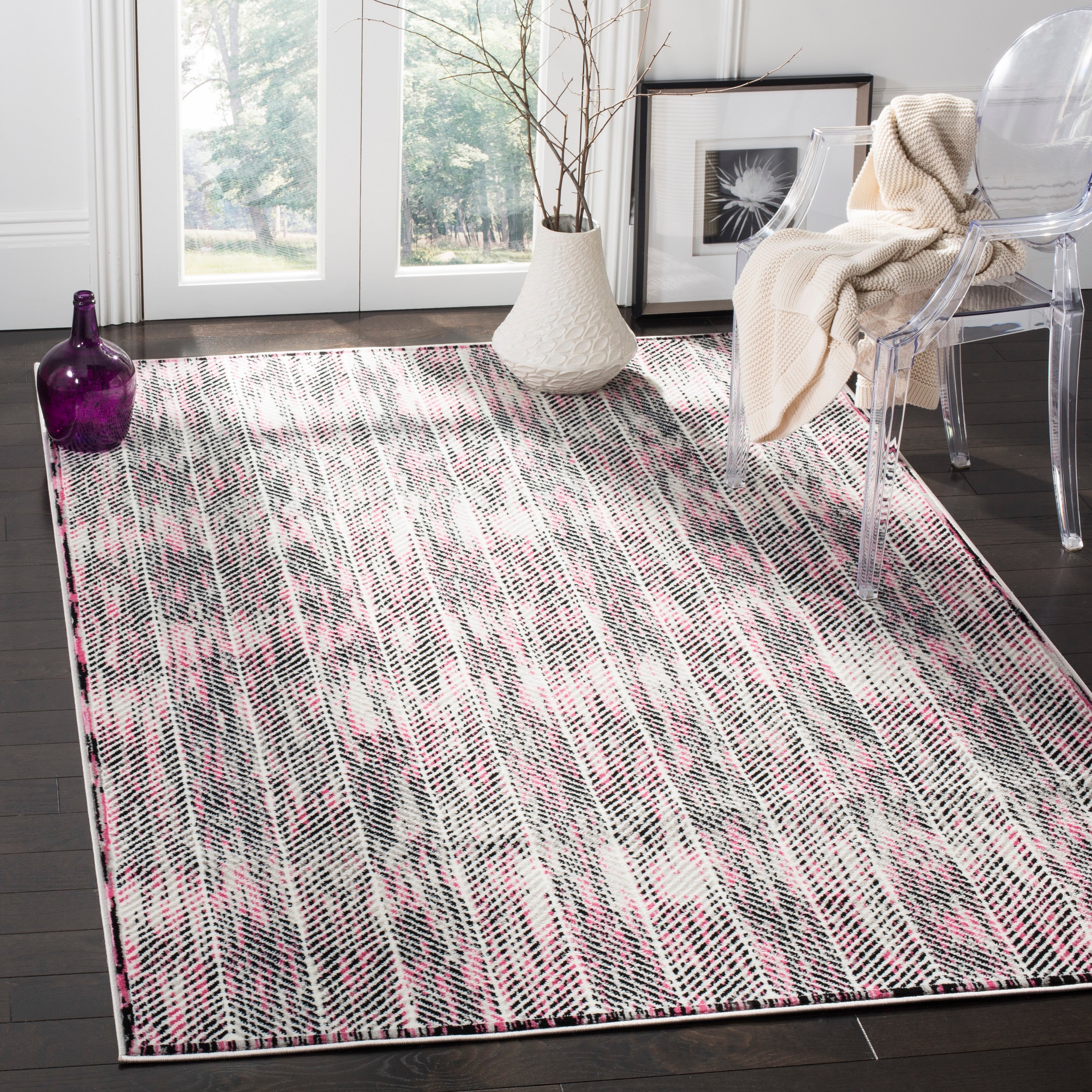 Safavieh SKY194P-5 Skyler Orla 5 x 8 (ft) Loomed Polypropylene Gray/Pink Rectangular Indoor Abstract Bohemian/Eclectic Area rug