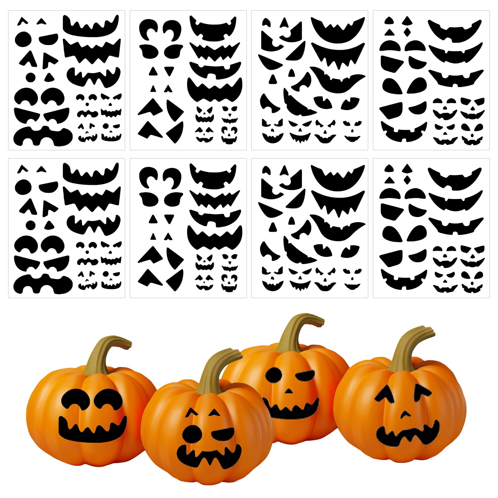 KIWDZFU  64 Piece Pumpkin Decorating Stickers Halloween JackOLantern Face Kit for Craft Party Favors and Gifts Supplies durable home and garden