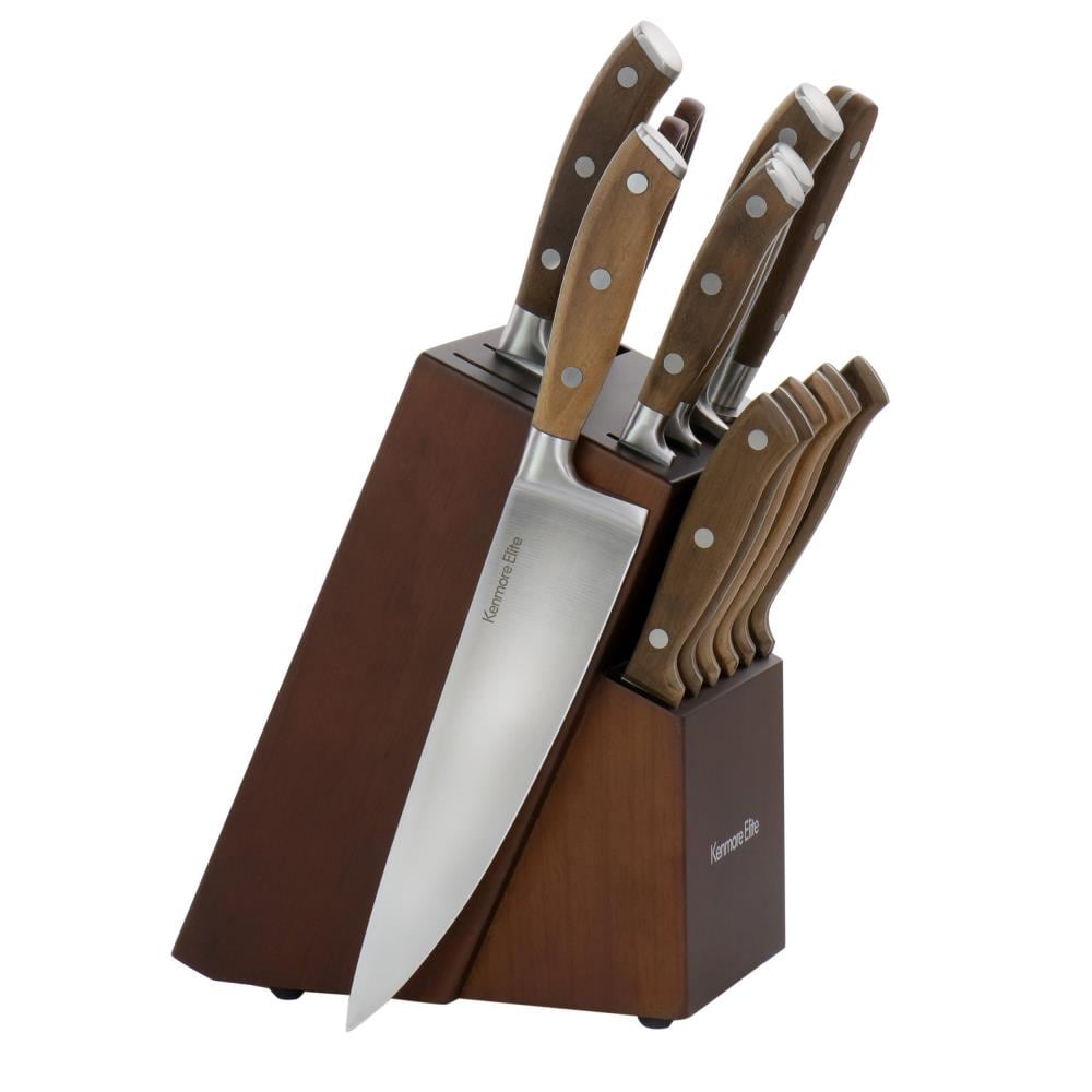 Professional Kitchen Chef Knife Set, High-Carbon Stainless Steel Chef Knife Set with Cover, 5 Piece Knifes Set, Brown