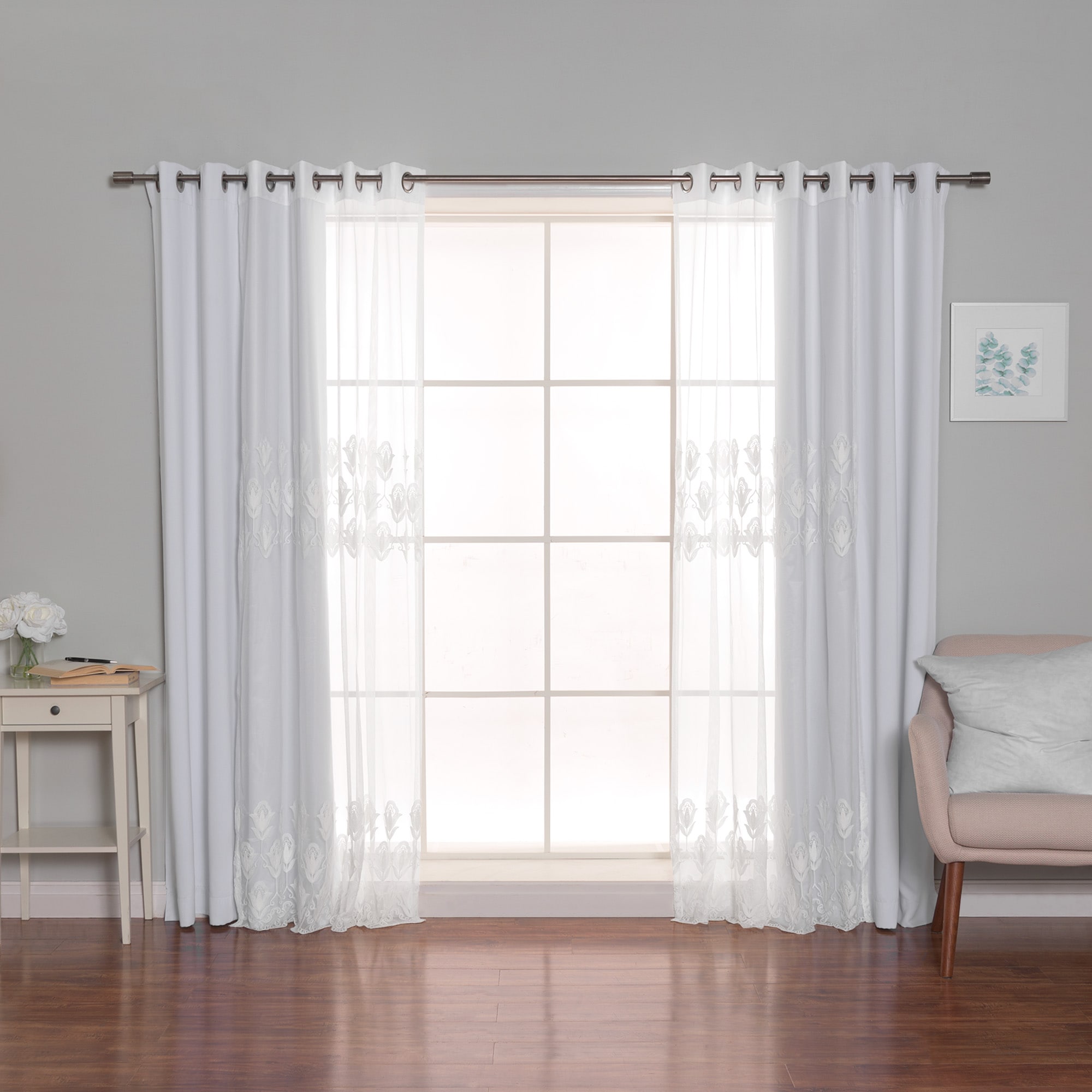 Best Home Fashion MM-TULIP-84-VAPOR 84-Inches Vapor Blackout Grommet Curtain panel 4-pack