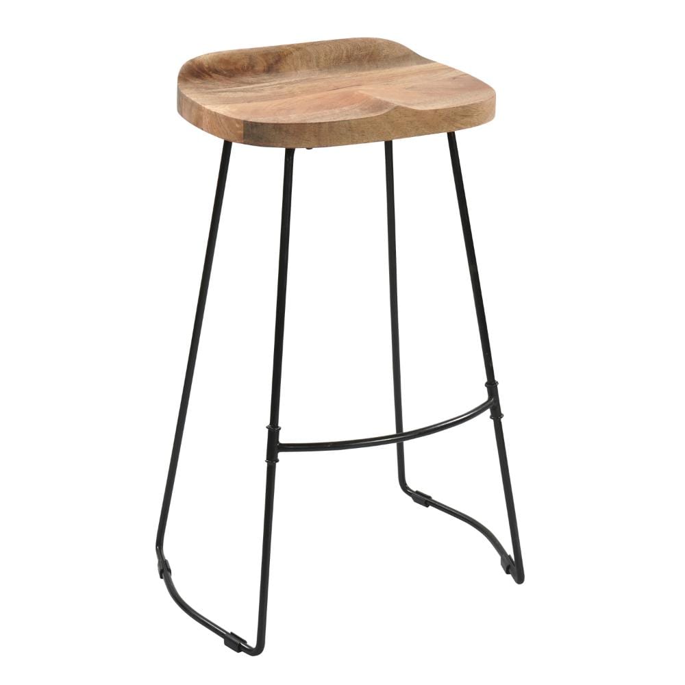 Benzara - Brown, Black 30-in H Bar height Metal Bar Stool