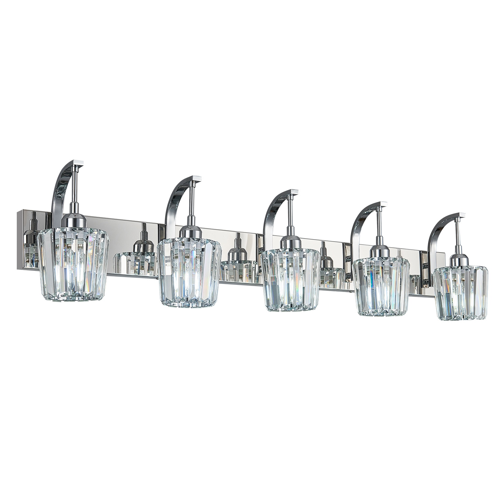 ZHLLMQ Modern 42.51 in 5-Light Chrome Vertical Crystal Bathroom Vanity Light Fixture Over Mirror for Makeup Indoor Wall Decor