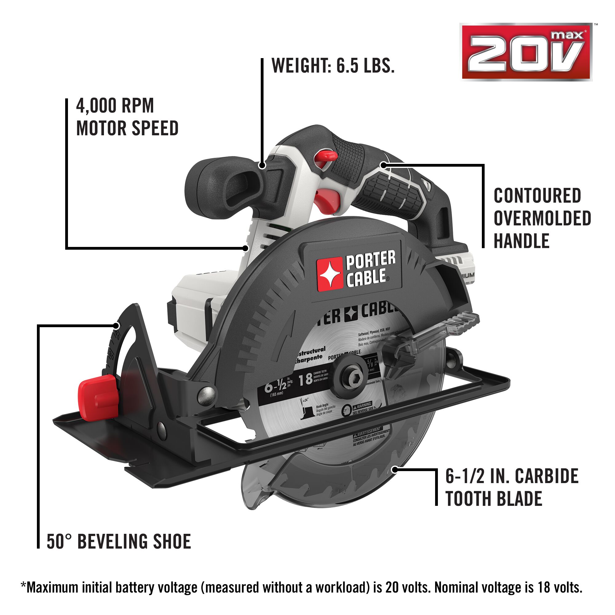 PORTERCABLE 20volt Max 61/2in Cordless Circular Saw in the Circular